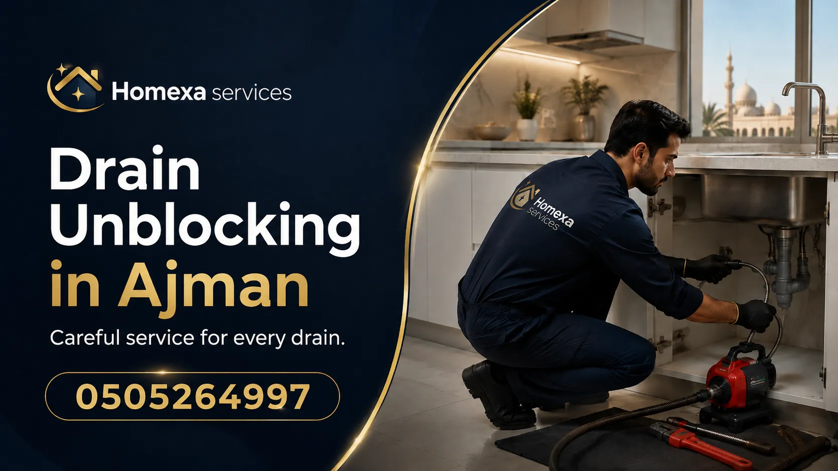 Sewer unblocking technician in Ajman for blocked drainage and slow wastewater flow