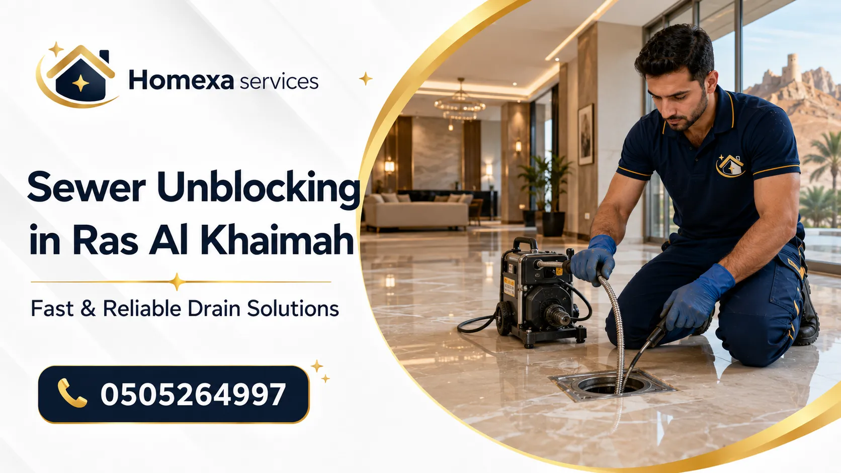 Blocked sewer line unblocking in Ras Al Khaimah for inspection chambers villas buildings and external sewer drainage