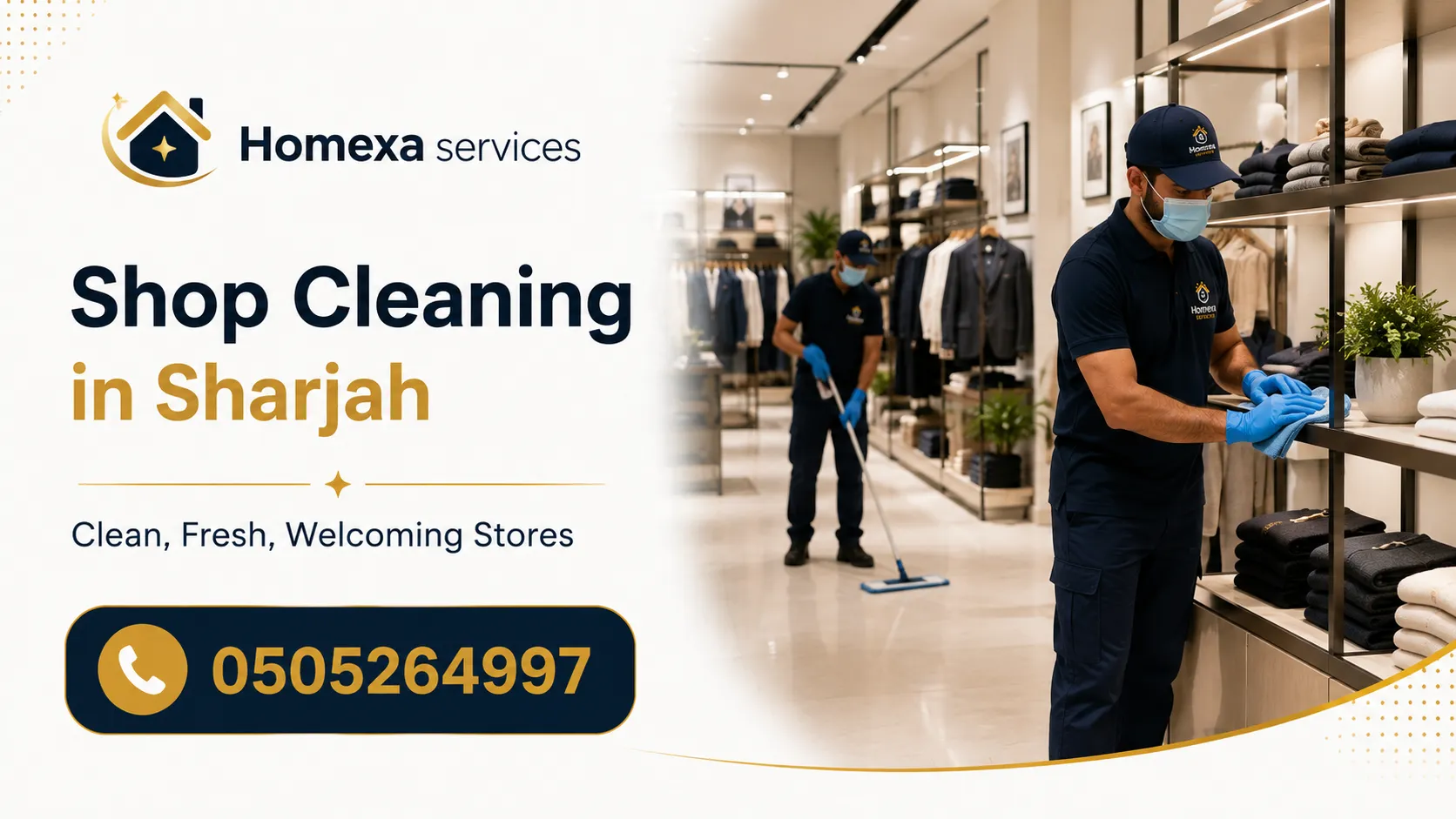 Shop cleaning company in Sharjah for small stores large retail shops showrooms and multiple branches