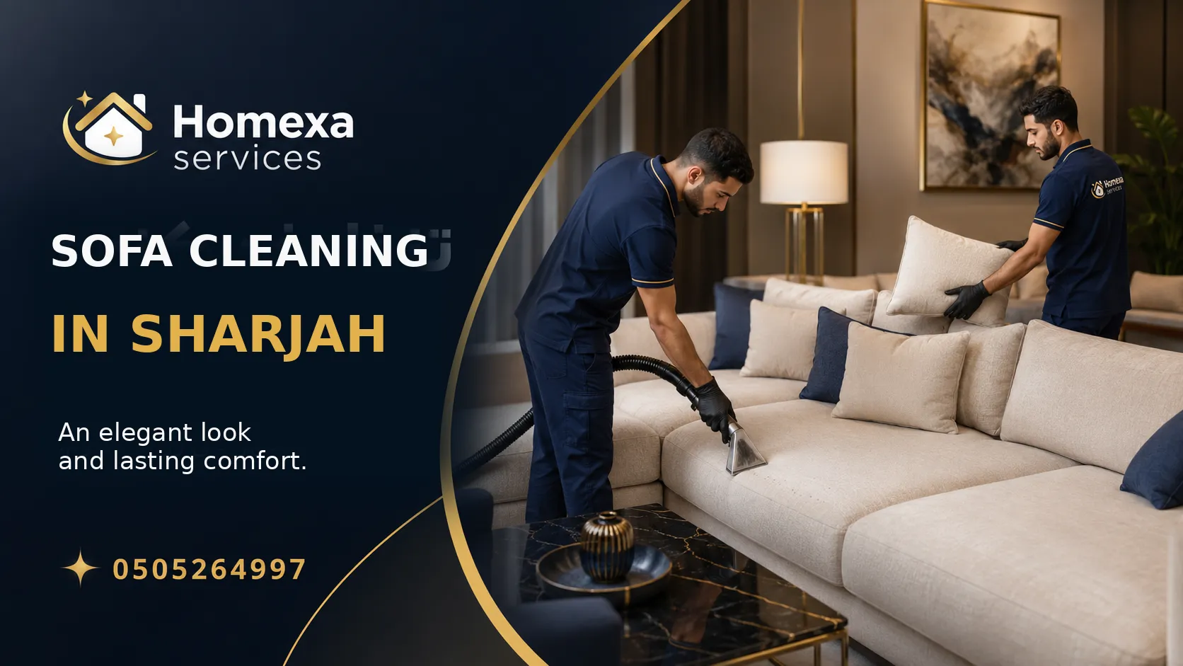 Professional sofa cleaning company in Sharjah for stained fabric sofas and L shape couches
