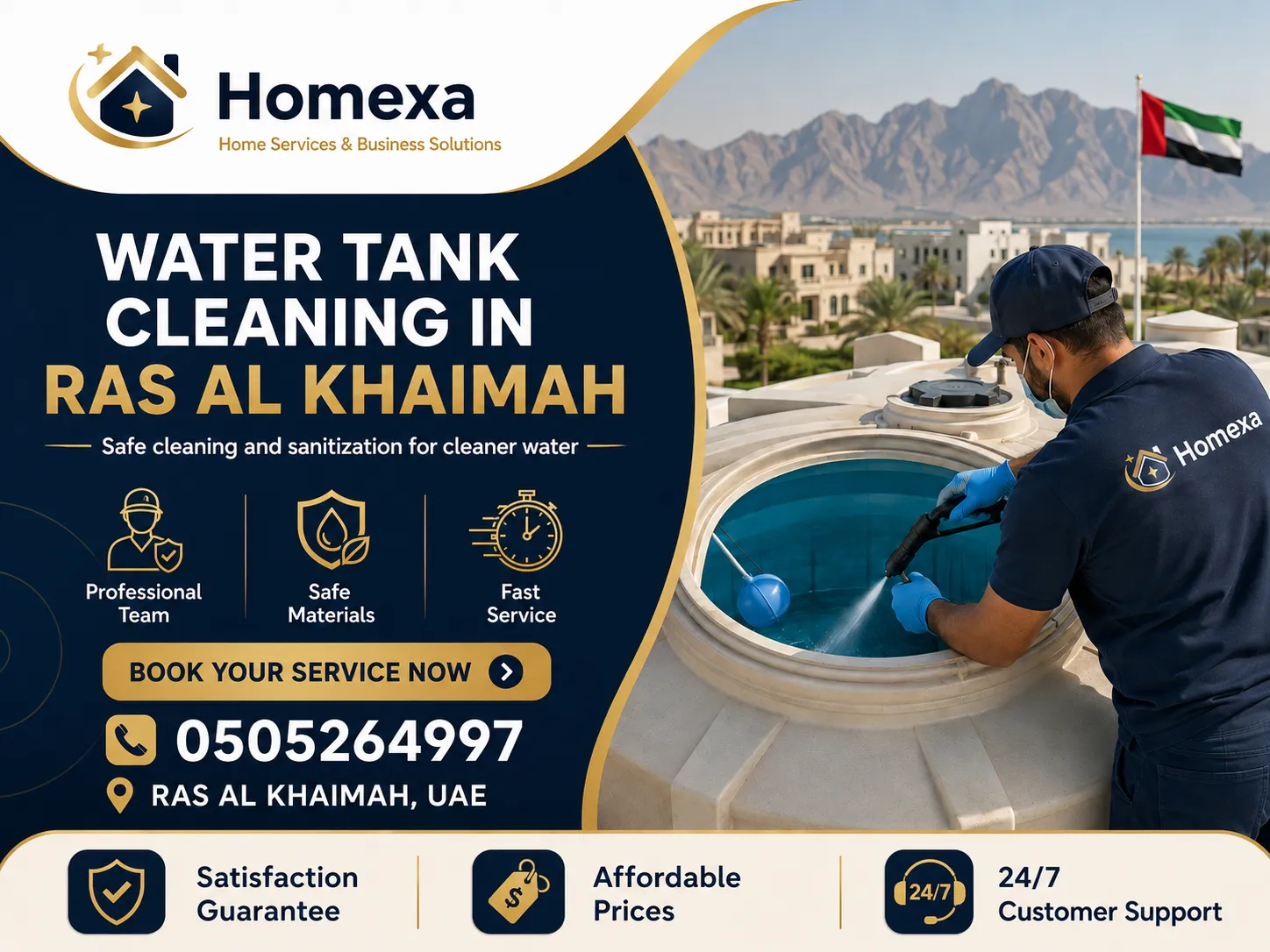 Professional water tank cleaning in Ras Al Khaimah