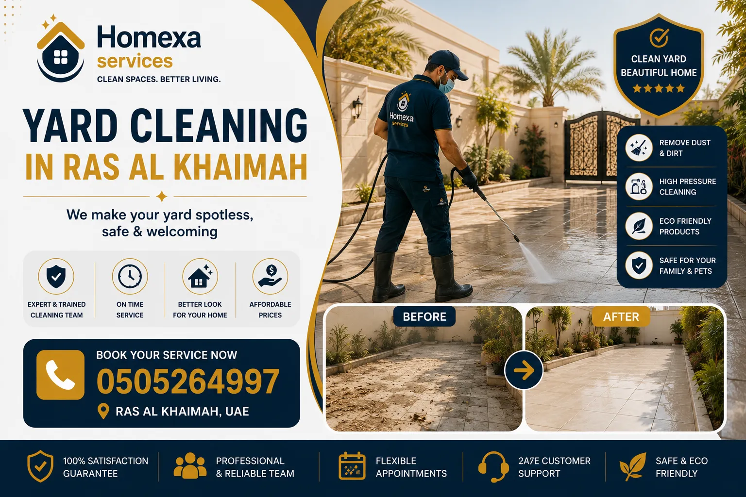 Outdoor yard washing and sand removal in Ras Al Khaimah