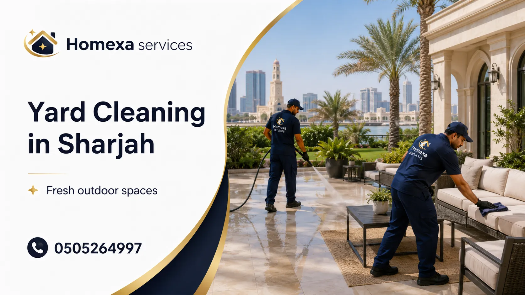 Professional yard cleaning in Sharjah for villas houses entrances patios walkways and outdoor areas