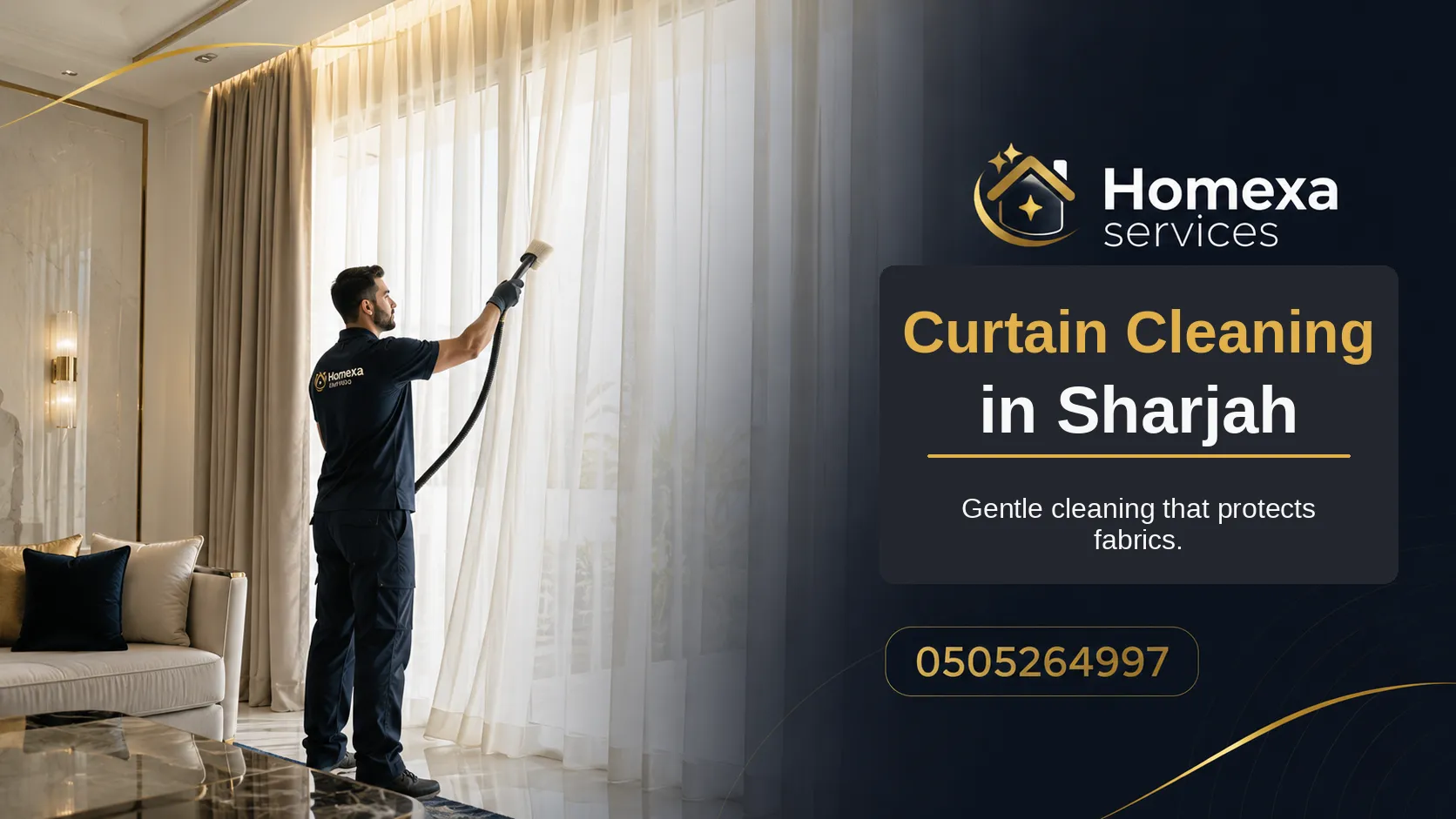 Professional curtain cleaning in Sharjah for heavy, lined and long curtains