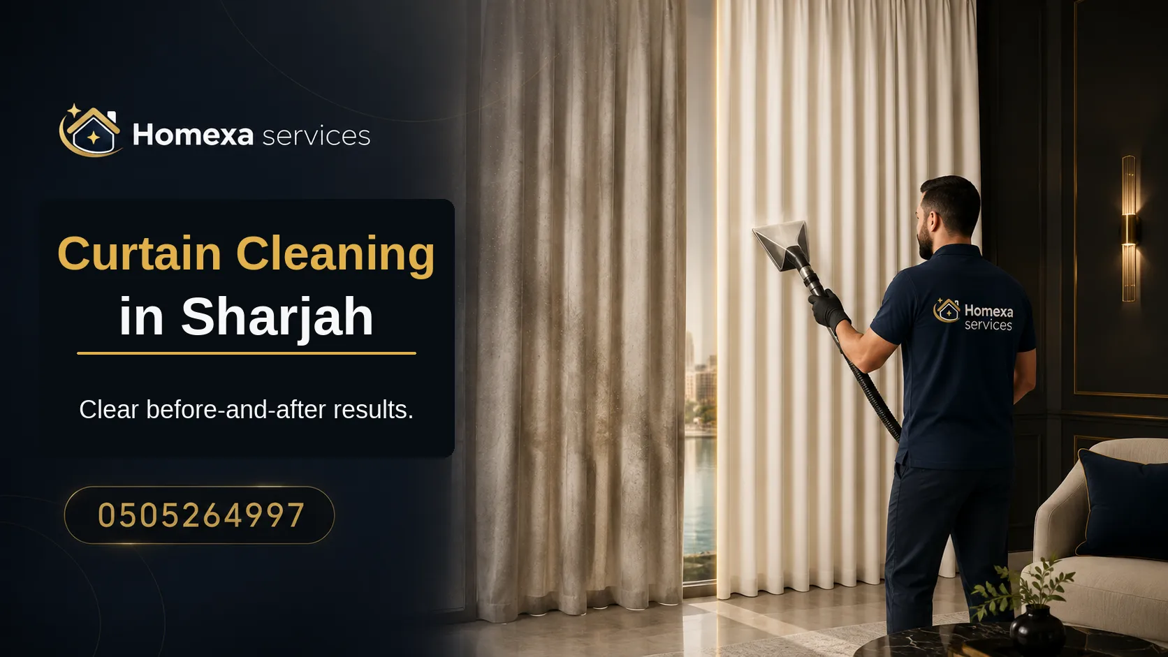 Curtain cleaning company in Sharjah for dust, curtain stains, sheer curtains and blackout curtains
