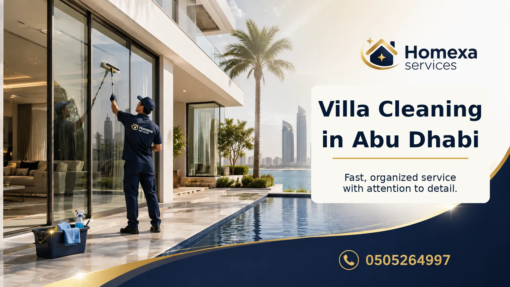 Villa cleaning company in Abu Dhabi for bedrooms living rooms majlis kitchens bathrooms and floors