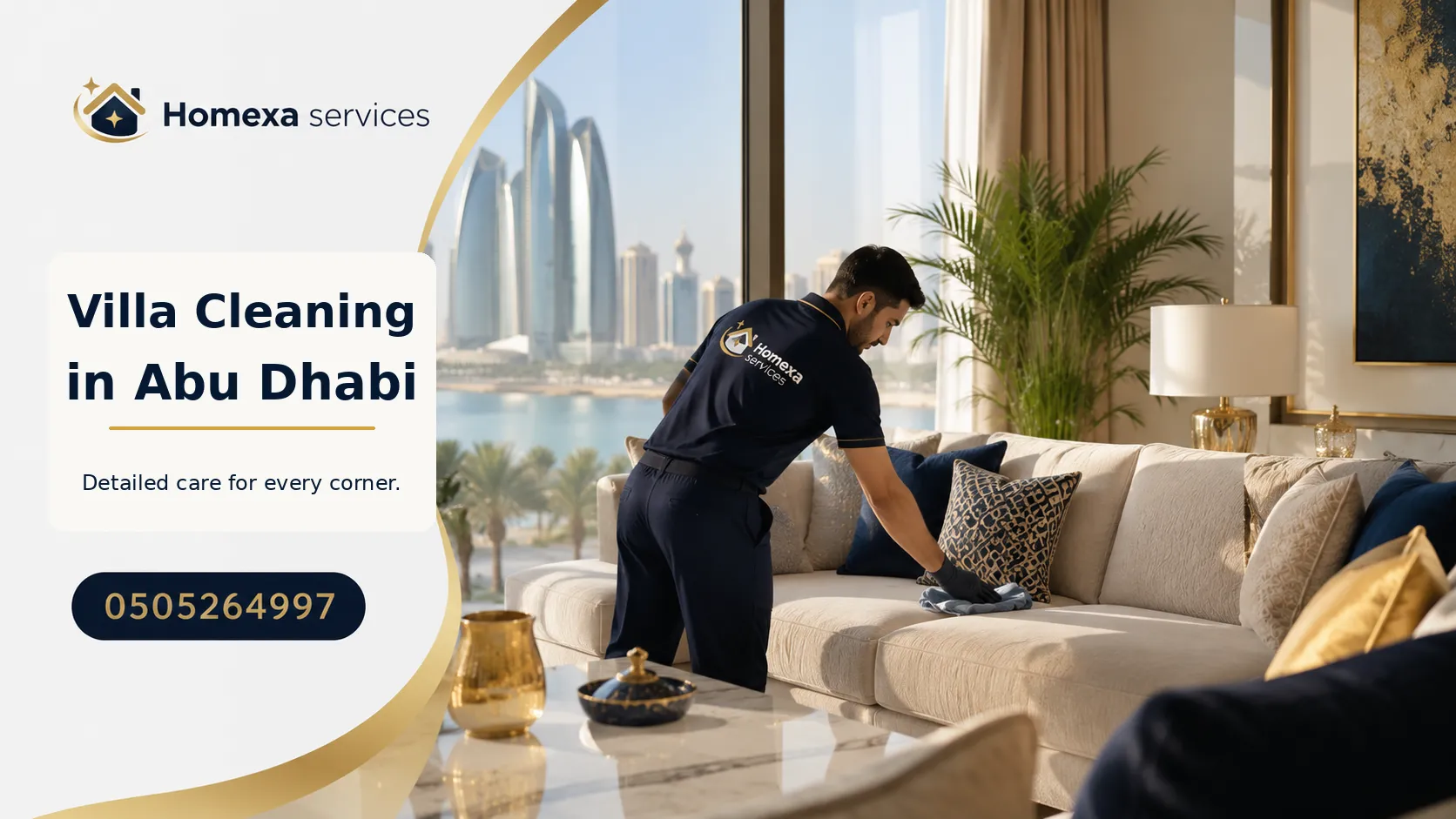 Professional villa cleaning in Abu Dhabi with organised cleaners for large homes and multiple floors