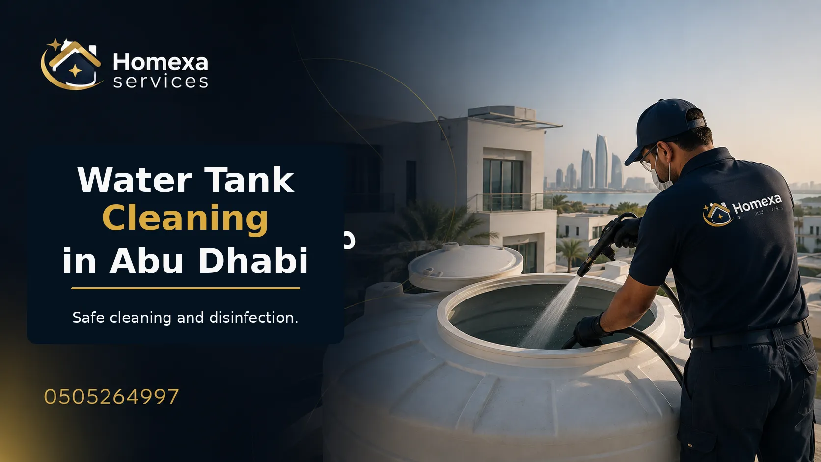 Water tank cleaning company in Abu Dhabi removing sediment from overhead and underground water tanks