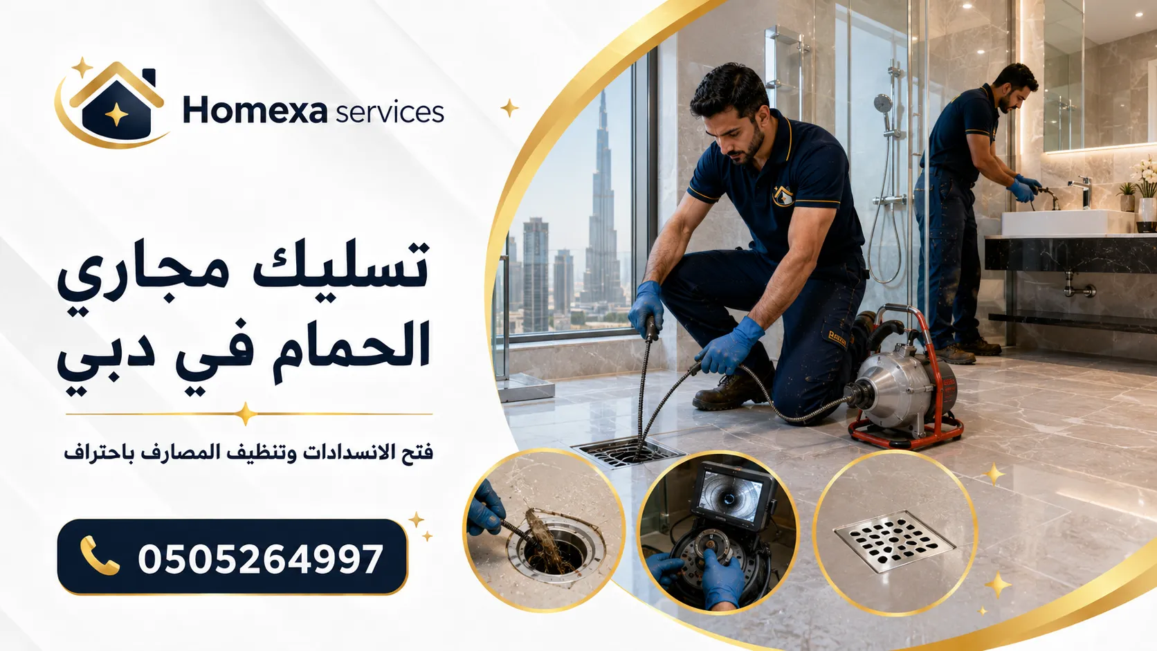تسليك مجاري الحمام في دبي لمعالجة انسداد خطوط الصرف ورجوع المياه