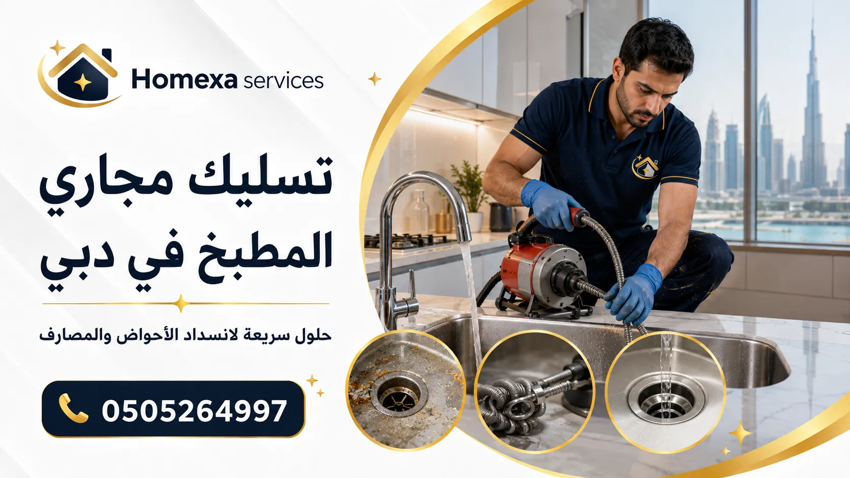 تسليك مجاري المطبخ في دبي وفتح انسداد حوض المطبخ وتنظيف صرف المطبخ من الدهون