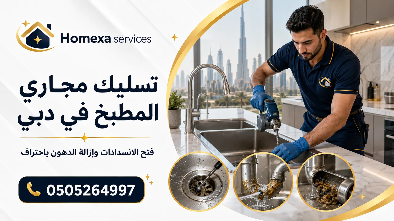 تسليك صرف المطبخ من الدهون في دبي وتنظيف انسداد مجاري المطبخ