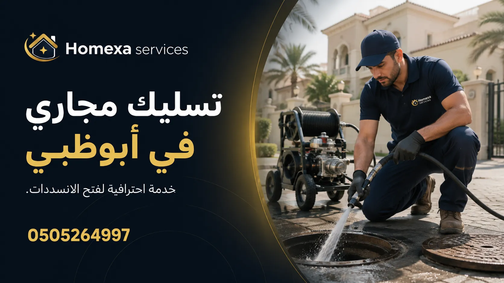 تسليك انسدادات قوية ومتكررة في خطوط الصرف في أبوظبي