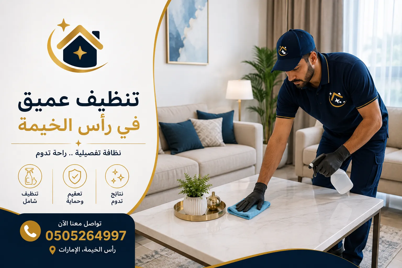 تنظيف تفصيلي وعميق في رأس الخيمة