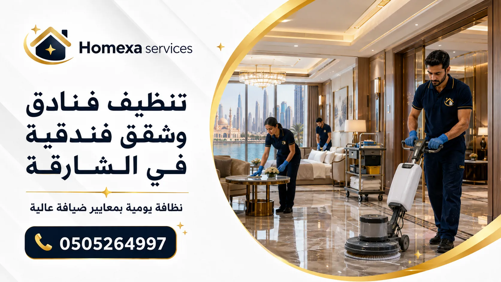 تنظيف غرف وأجنحة وشقق فندقية في الشارقة وتجهيز الوحدات بين الحجوزات