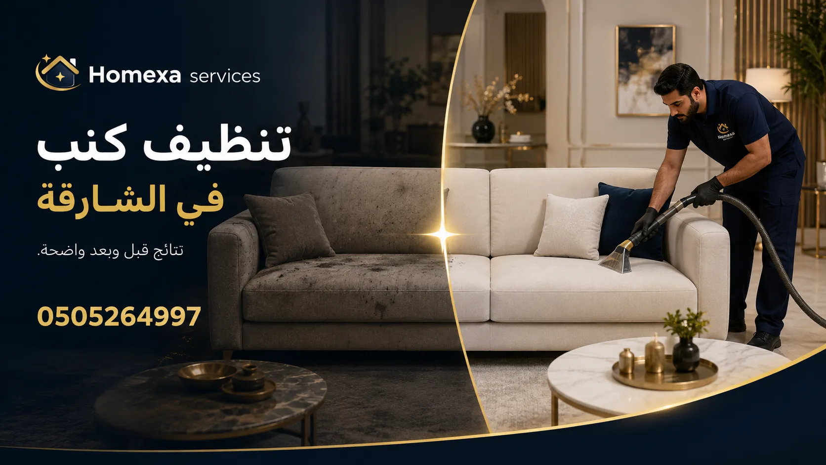 شركة تنظيف كنب في الشارقة لتنظيف الأرائك والكنب القماشي وL Shape وإزالة البقع والأوساخ