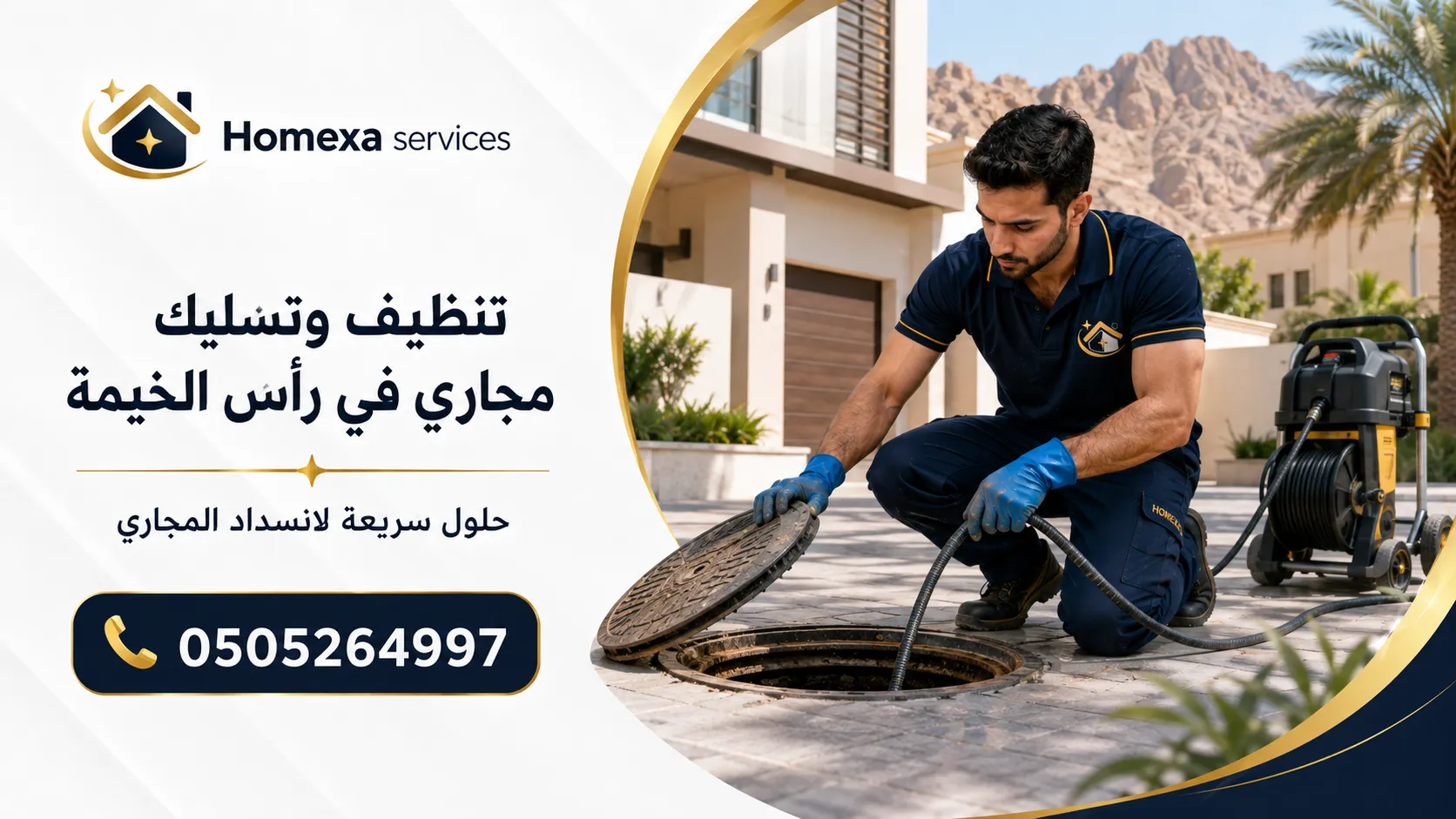 تنظيف مجاري في رأس الخيمة وتنظيف خطوط الصرف ومعالجة بطء التصريف والانسداد
