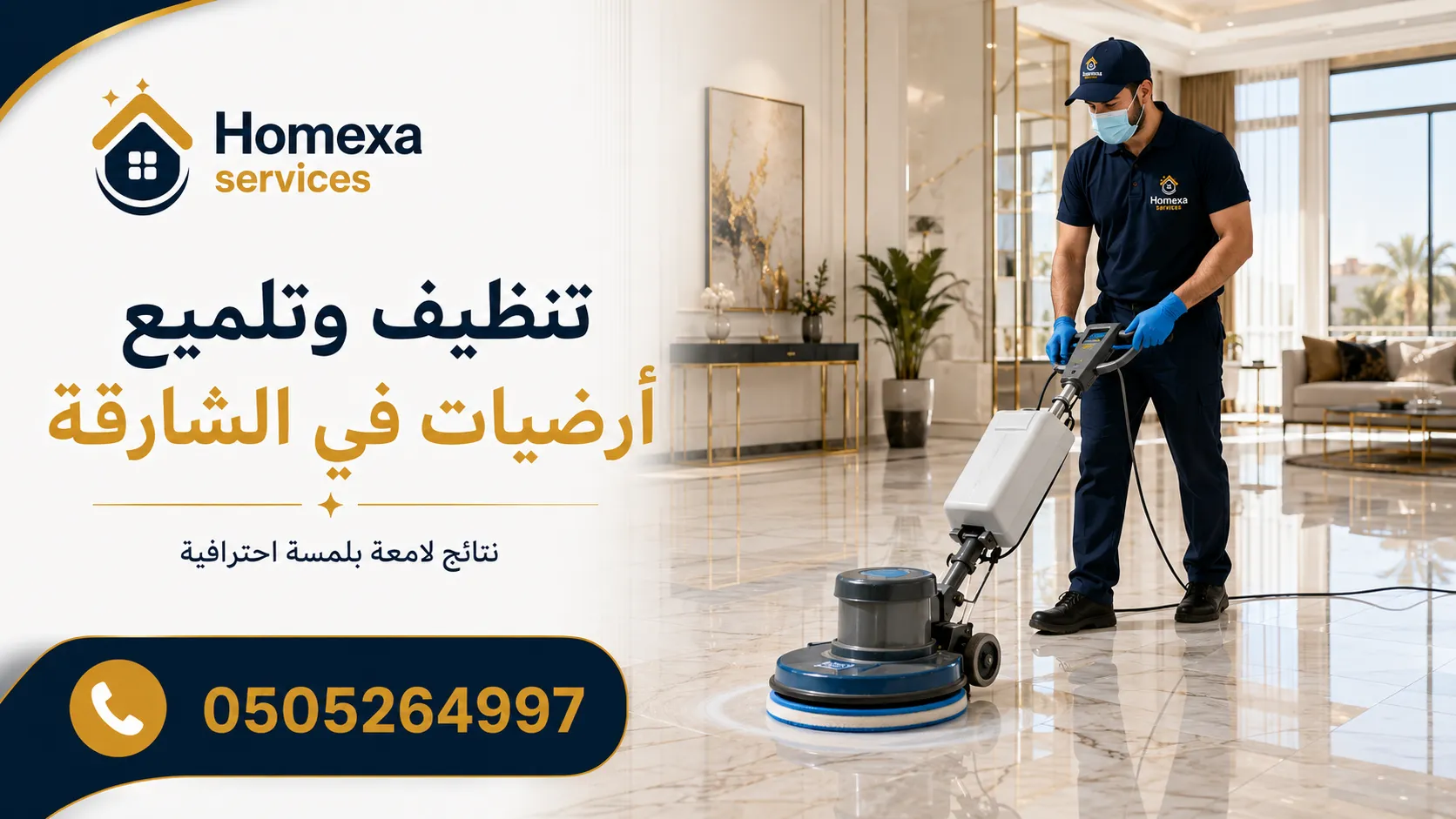 تنظيف وتلميع أرضيات في الشارقة للمنازل والفلل والمكاتب والمحلات والمساحات التجارية