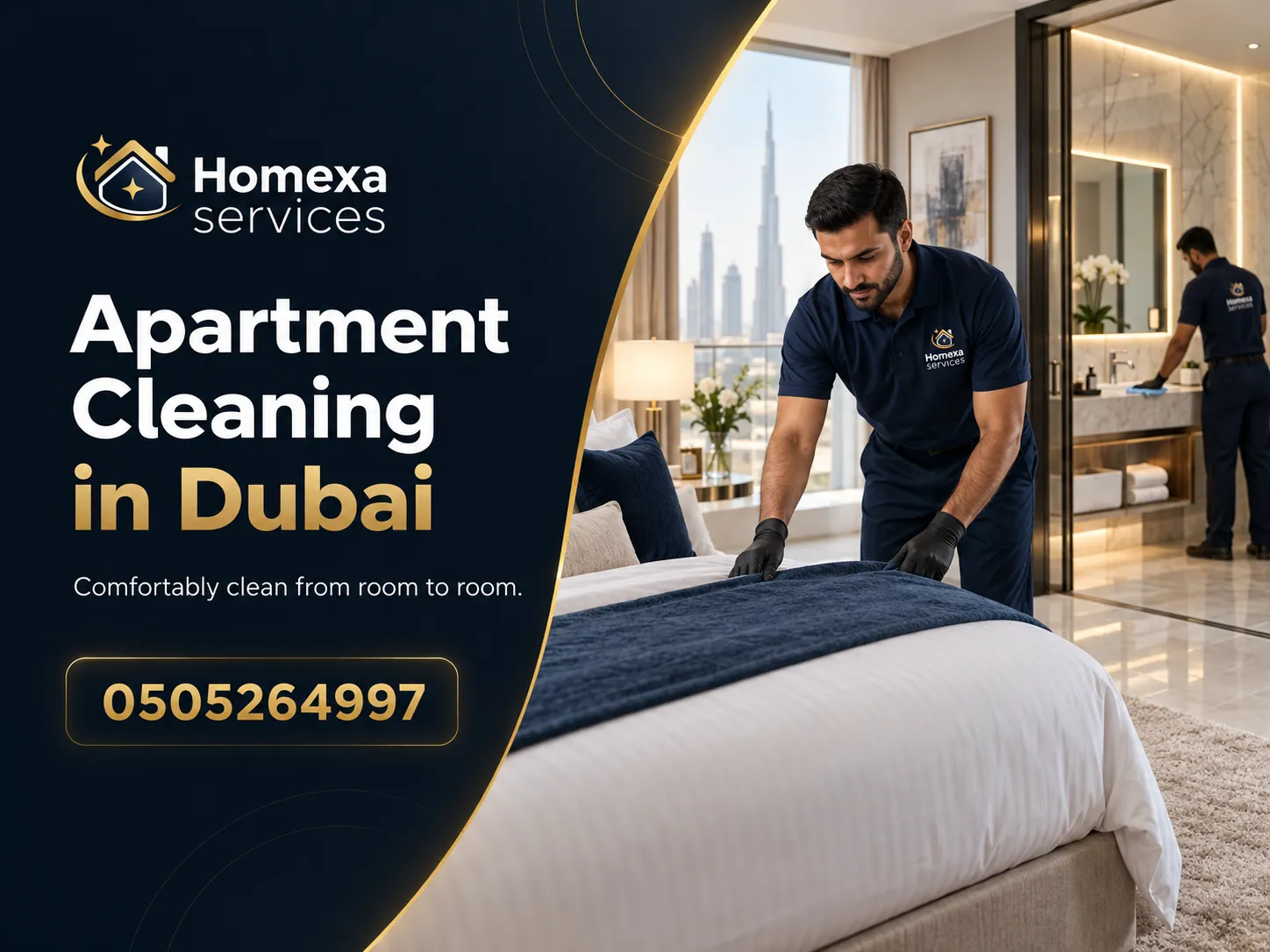 Apartment Cleaning in Dubai for bedrooms living rooms kitchens bathrooms and floors