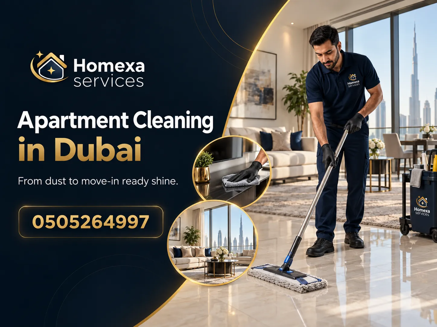 Apartment Cleaning in Dubai plan based on room kitchen bathroom and property condition