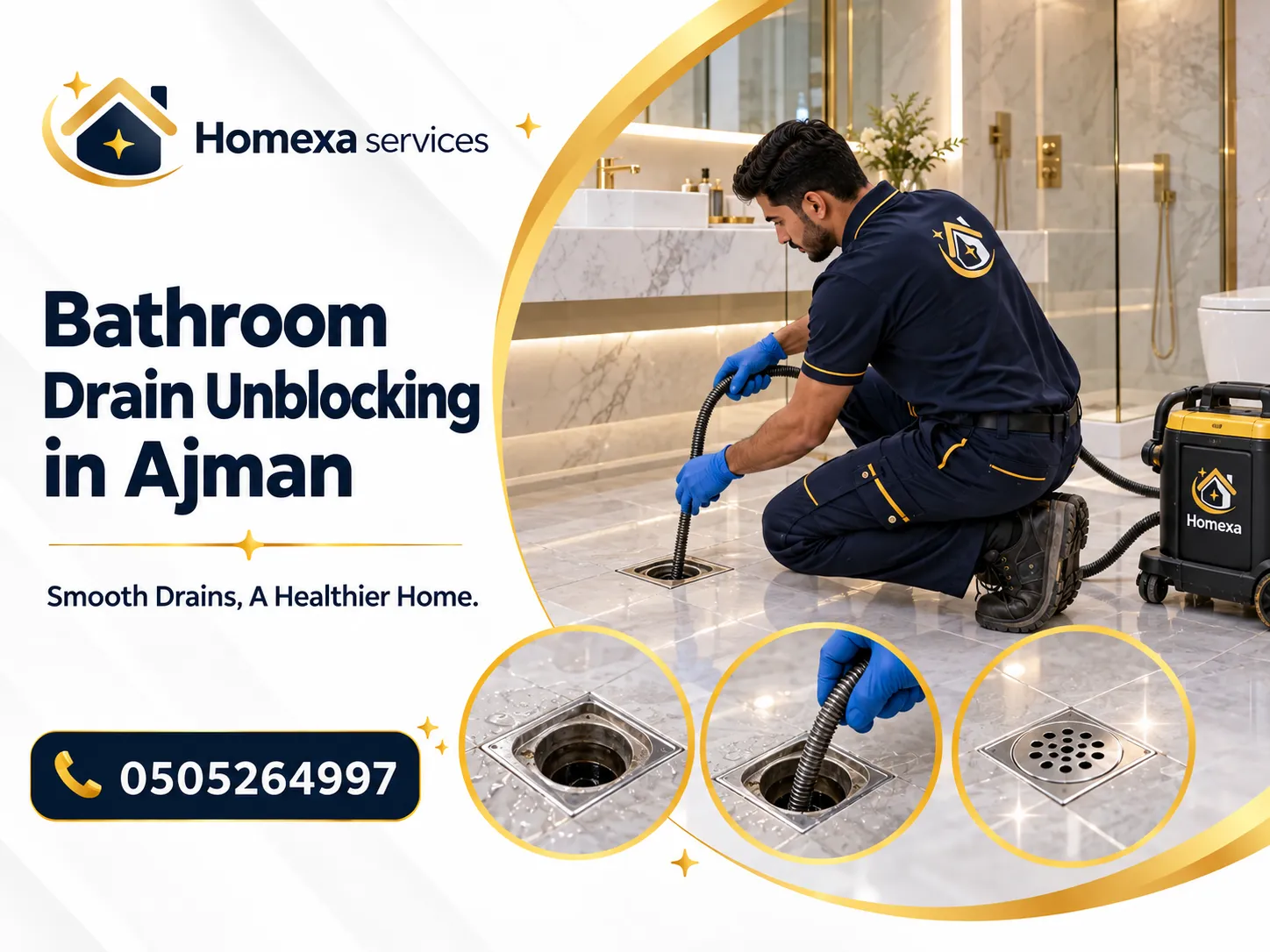 Bathroom Drain Unblocking in Ajman for slow and blocked bathroom drains