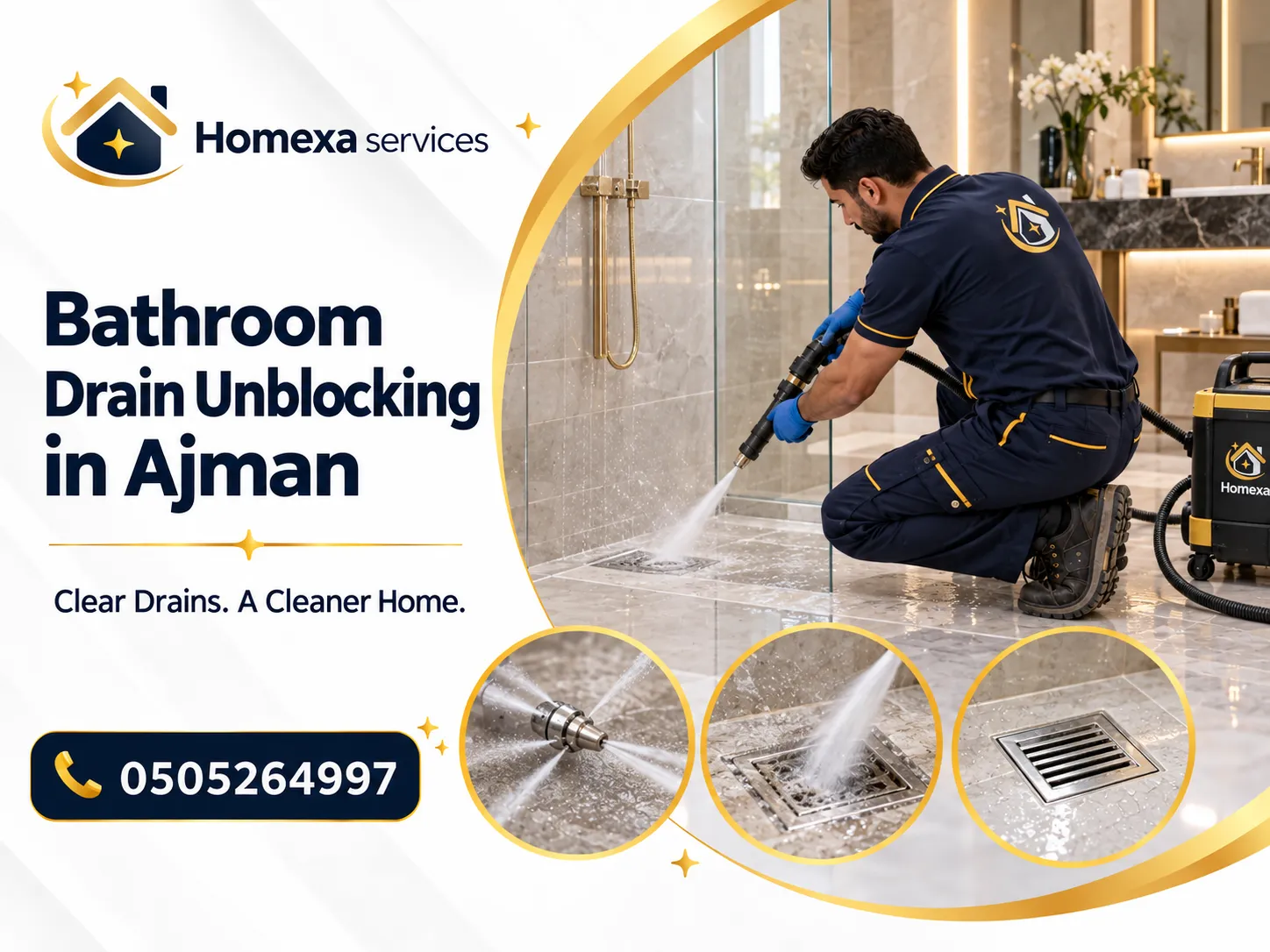 Checking drainage after Bathroom Drain Unblocking in Ajman