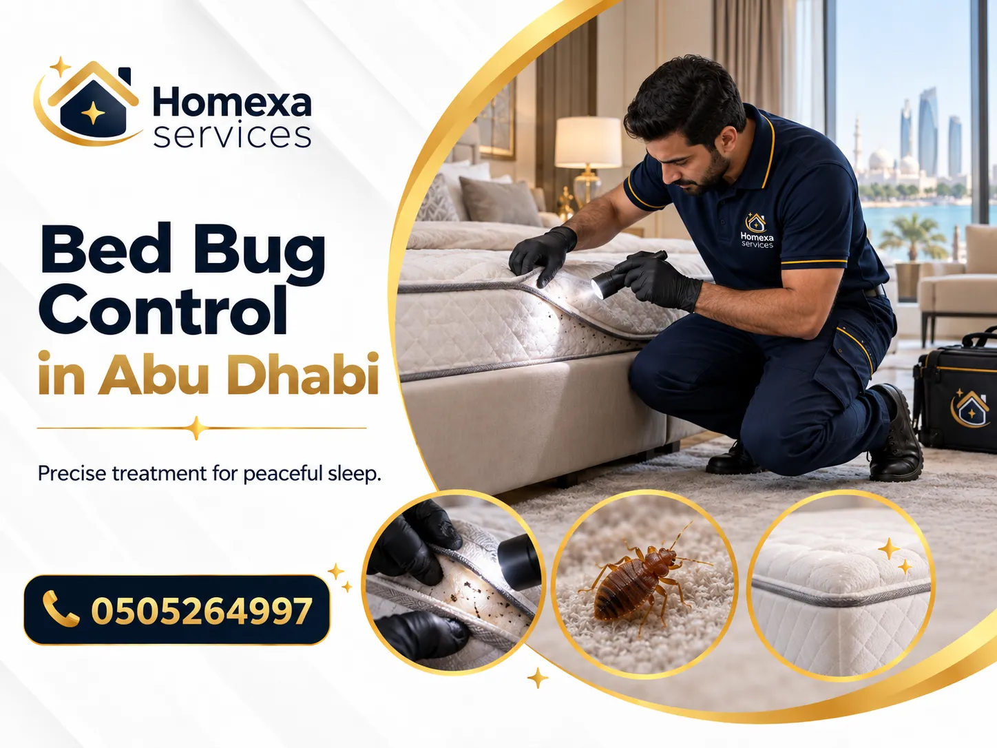 Bed Bug Control in Abu Dhabi for homes villas apartments bedrooms and mattresses