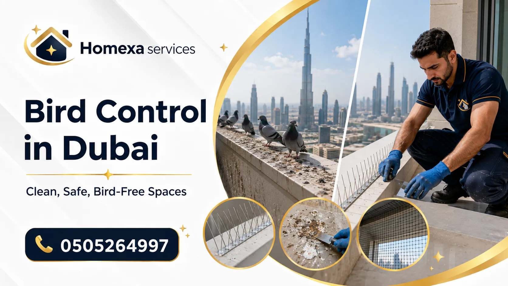 Bird Control in Dubai for balconies villas and buildings