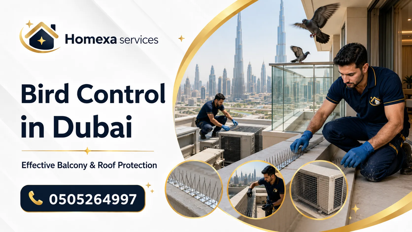 Bird Control in Dubai for villas balconies and facades