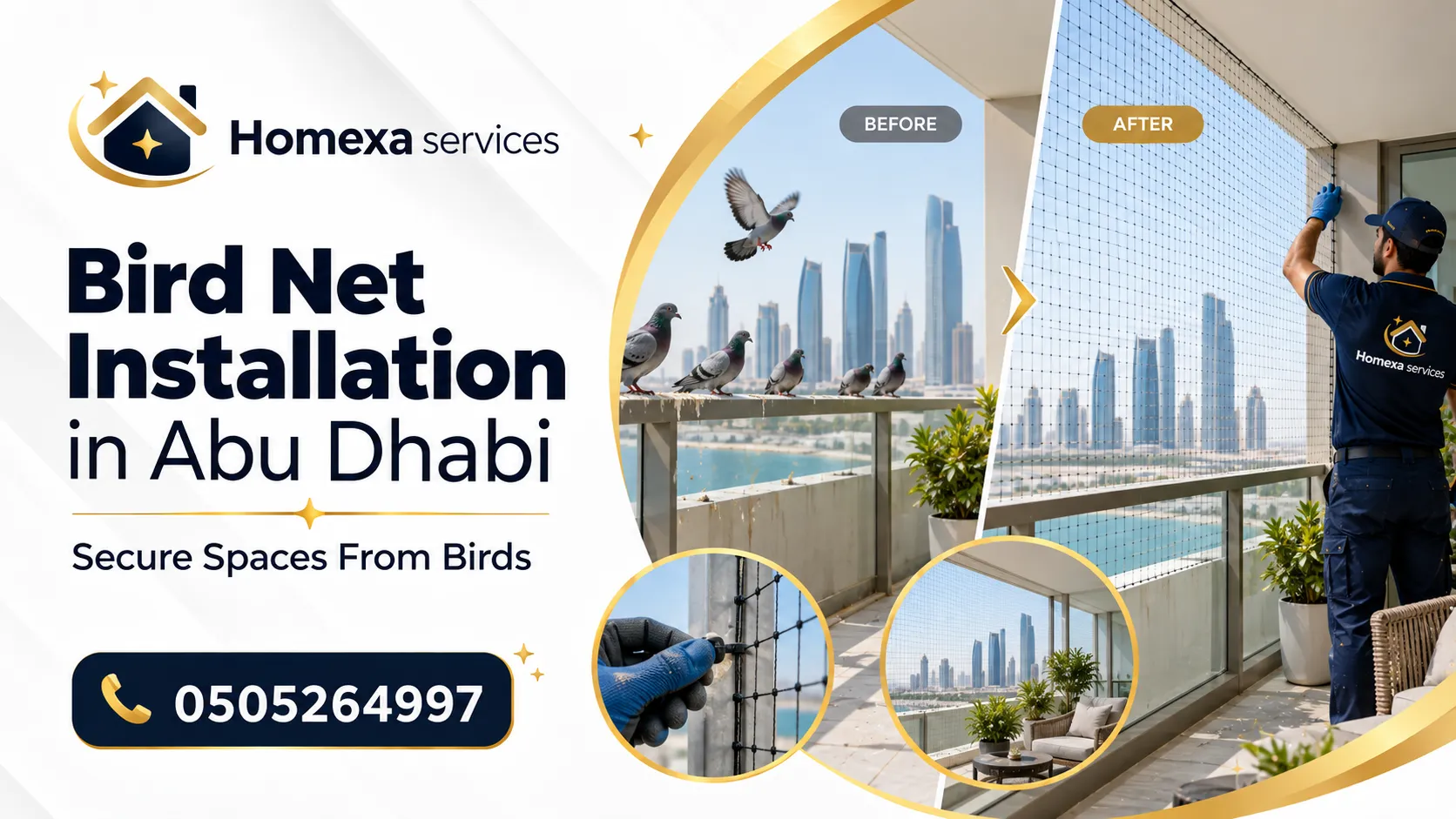 Bird Net Installation in Abu Dhabi by Home Xa Services