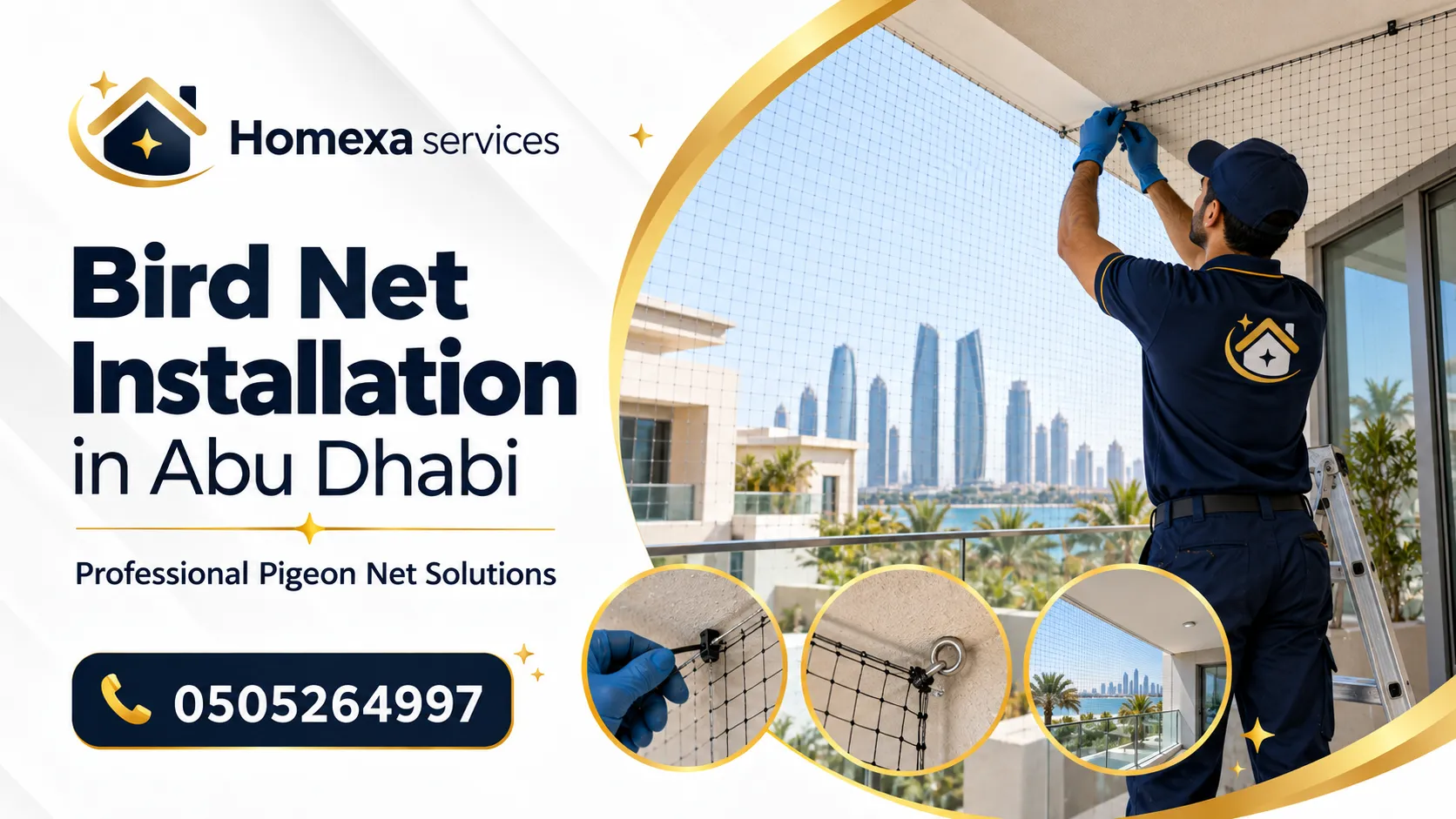 Bird Net Installation in Abu Dhabi to prevent repeated bird entry