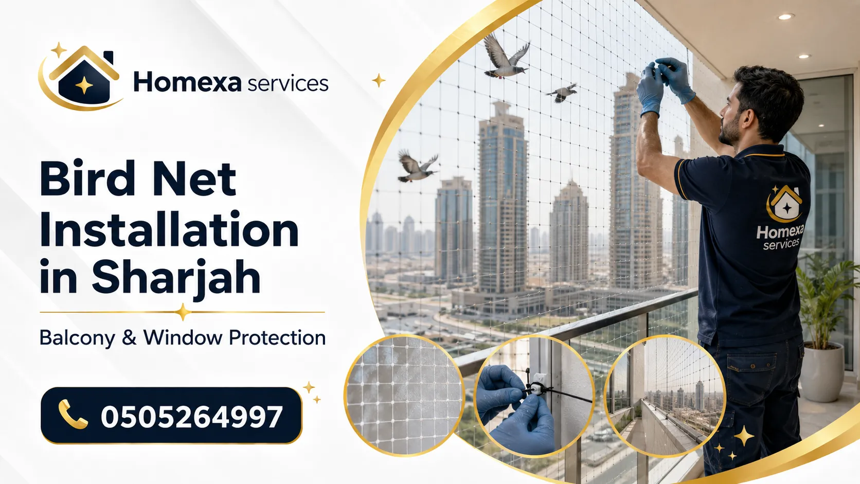 Bird Net Installation in Sharjah by Homexa Services
