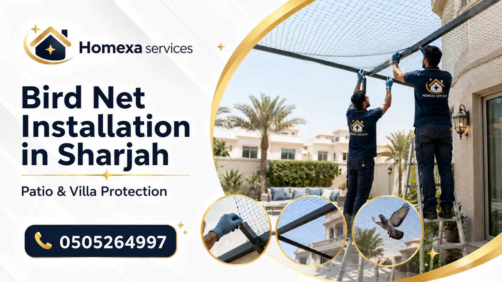 Pigeon Net Installation in Sharjah for balconies and villas