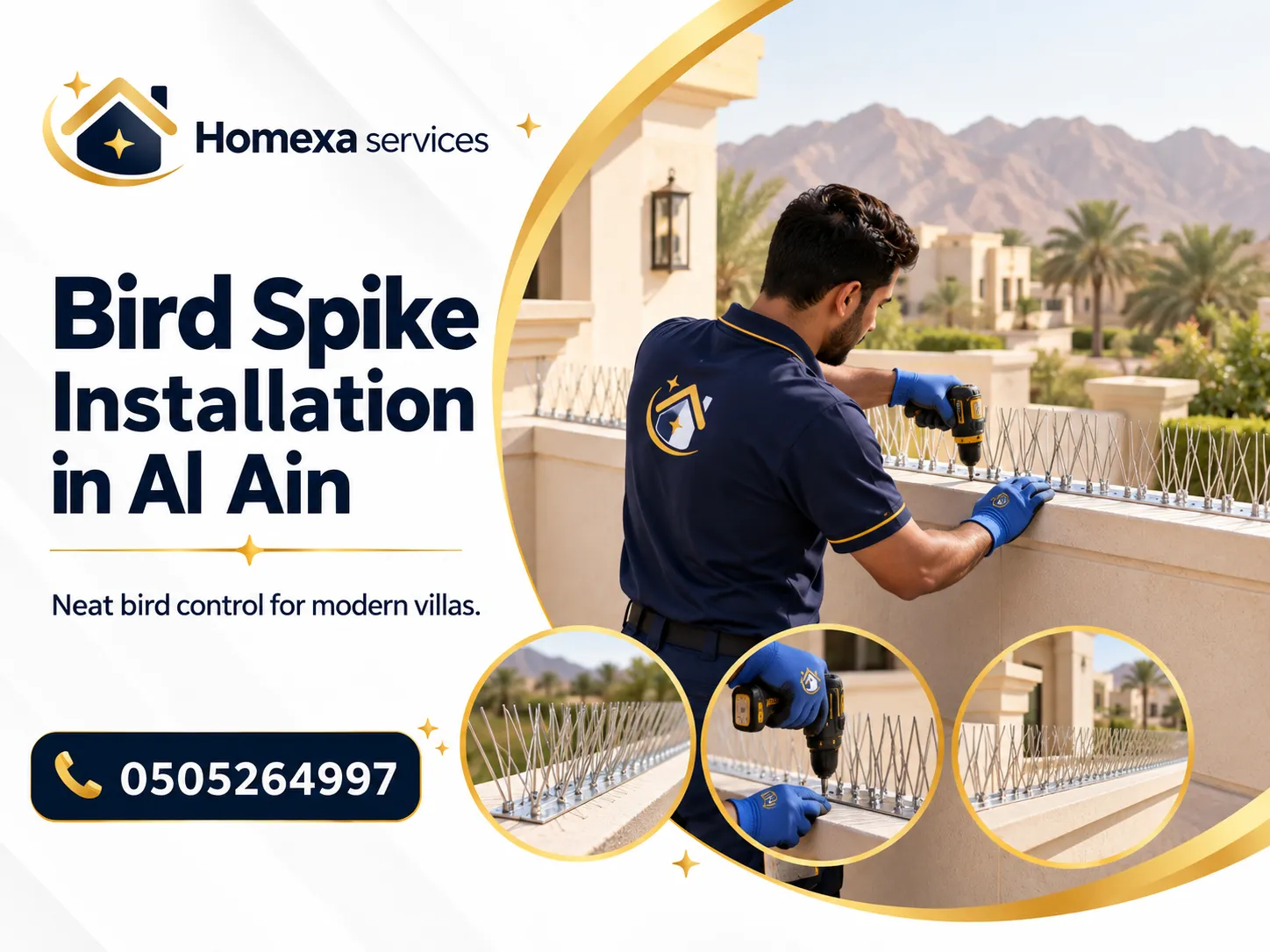 Professional Bird Spike Installation in Al Ain by Home Xa Services
