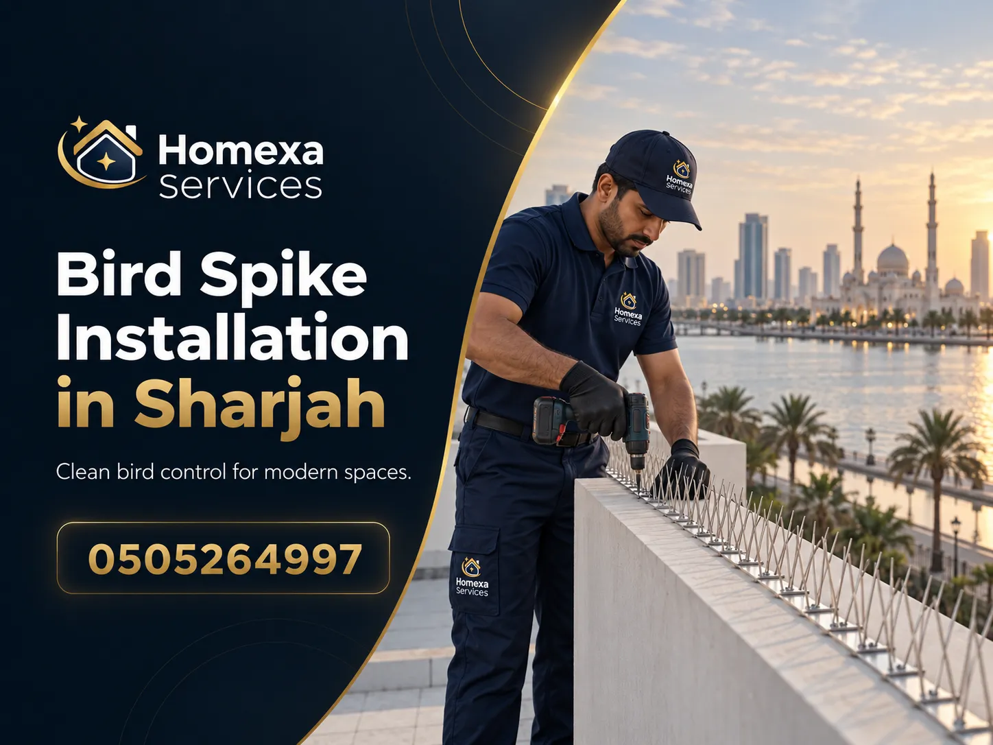 Bird Spike Installation in Sharjah on balconies walls and exterior ledges