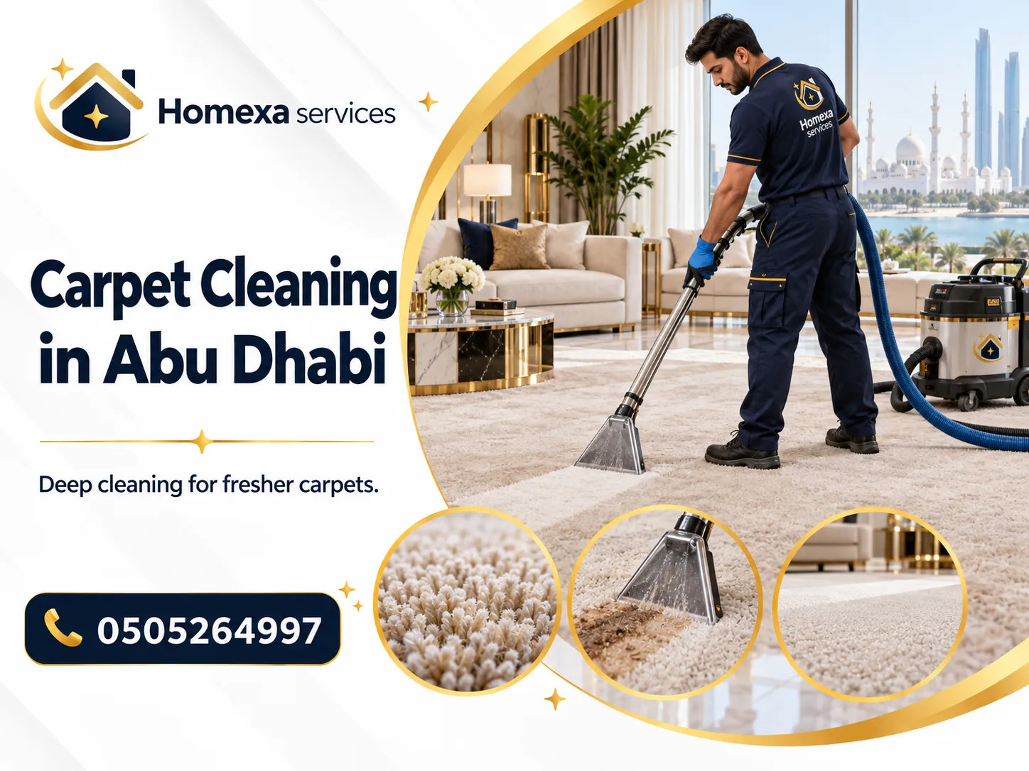 Deep Carpet Cleaning in Abu Dhabi for fitted carpets rugs and high traffic areas