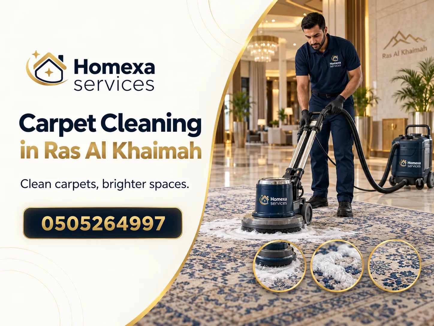 Professional Carpet Cleaning in Ras Al Khaimah after stain and traffic area cleaning