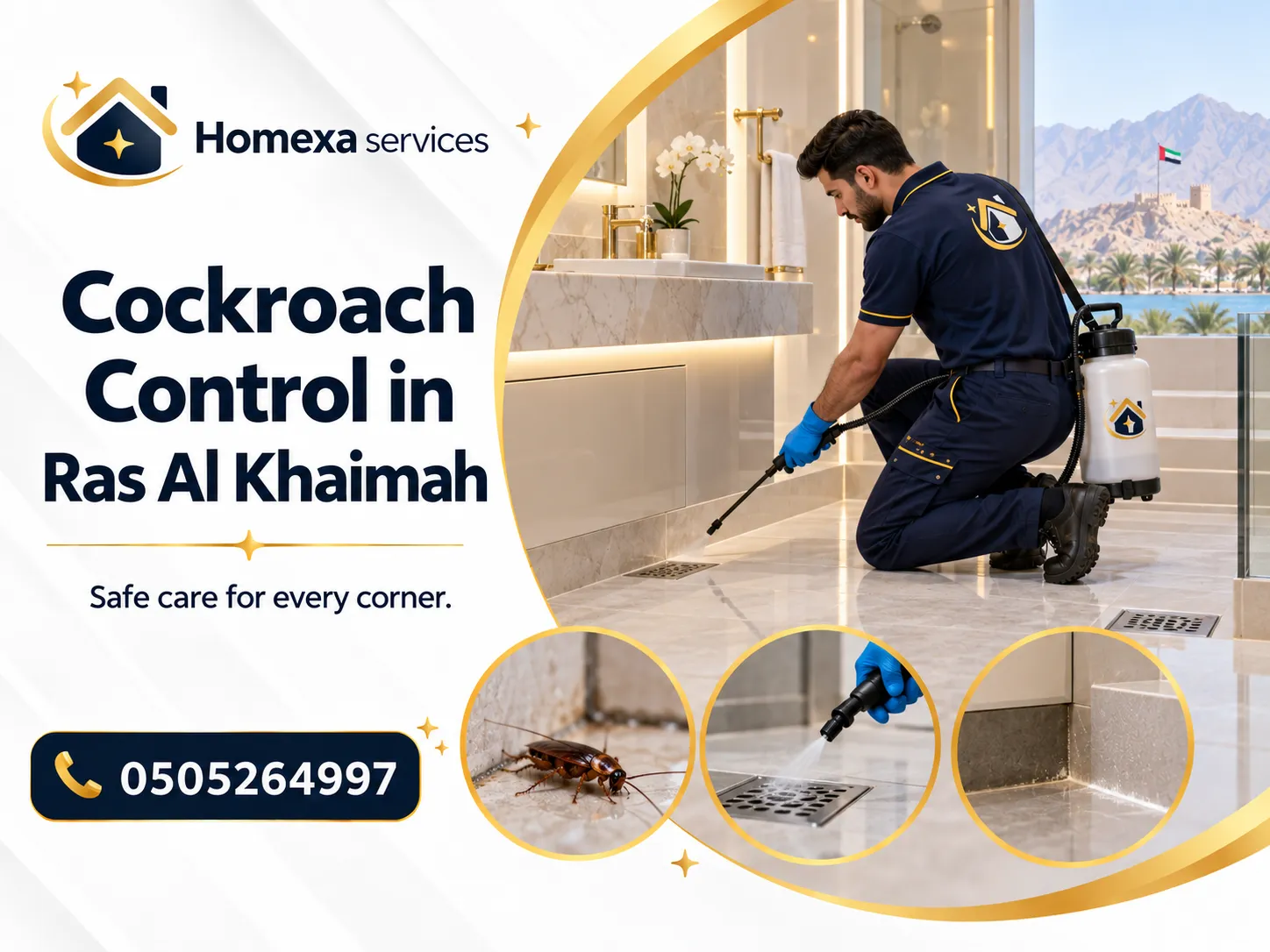Cockroach Control in Ras Al Khaimah treatment for kitchens bathrooms and hiding areas