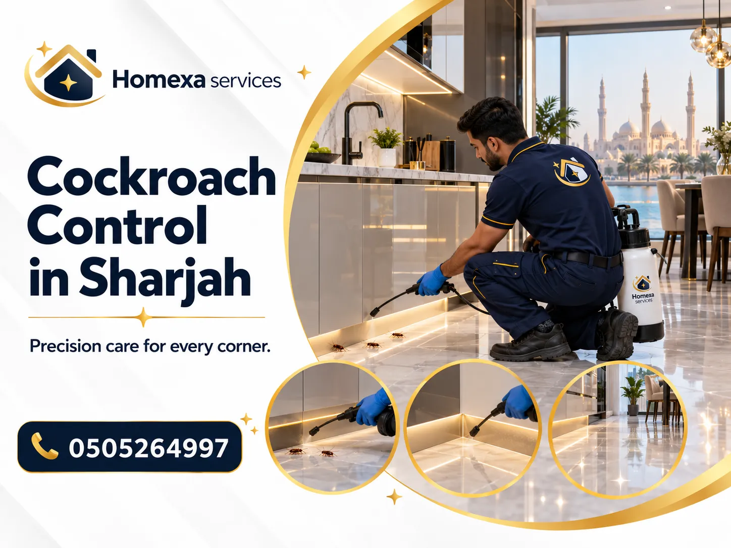 Cockroach Control in Sharjah targeting cockroach hiding areas