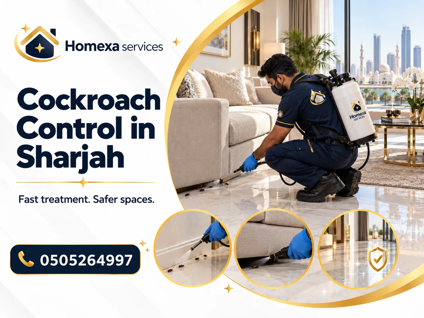 Cockroach Control Company in Sharjah by Home Xa Services