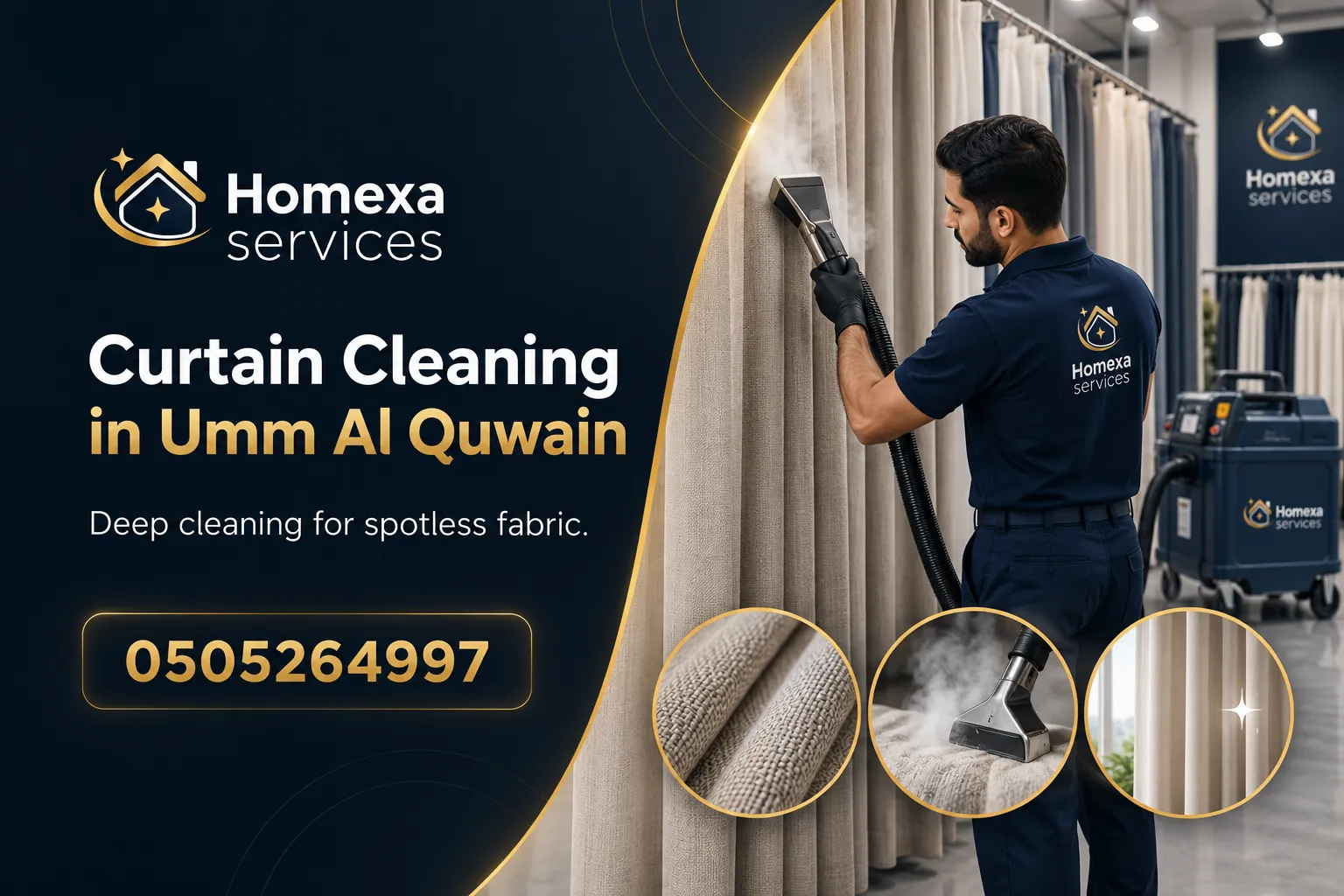 Curtain Cleaning in Umm Al Quwain for homes villas and majlis rooms