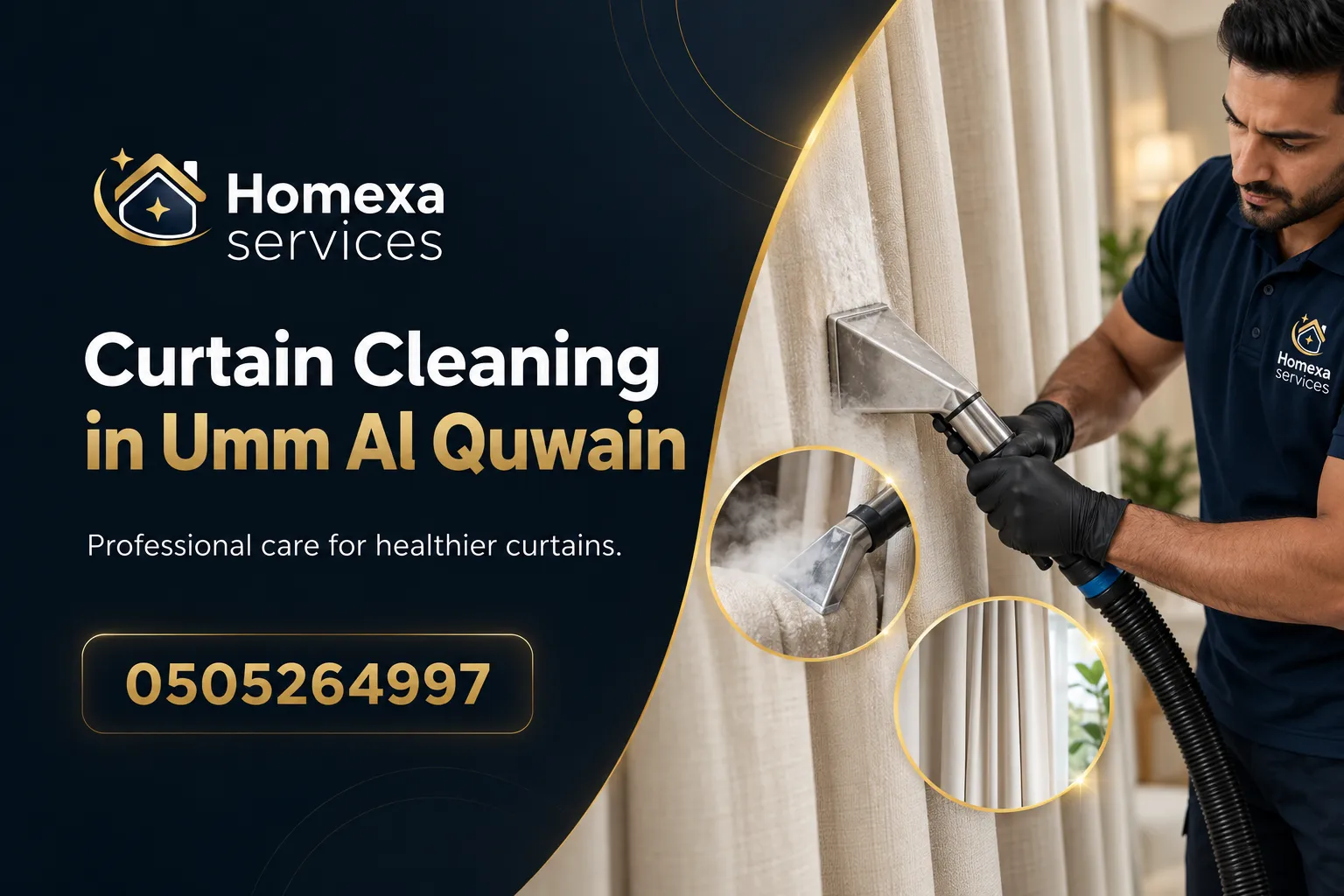 Curtain Cleaning in Umm Al Quwain based on fabric type and curtain condition