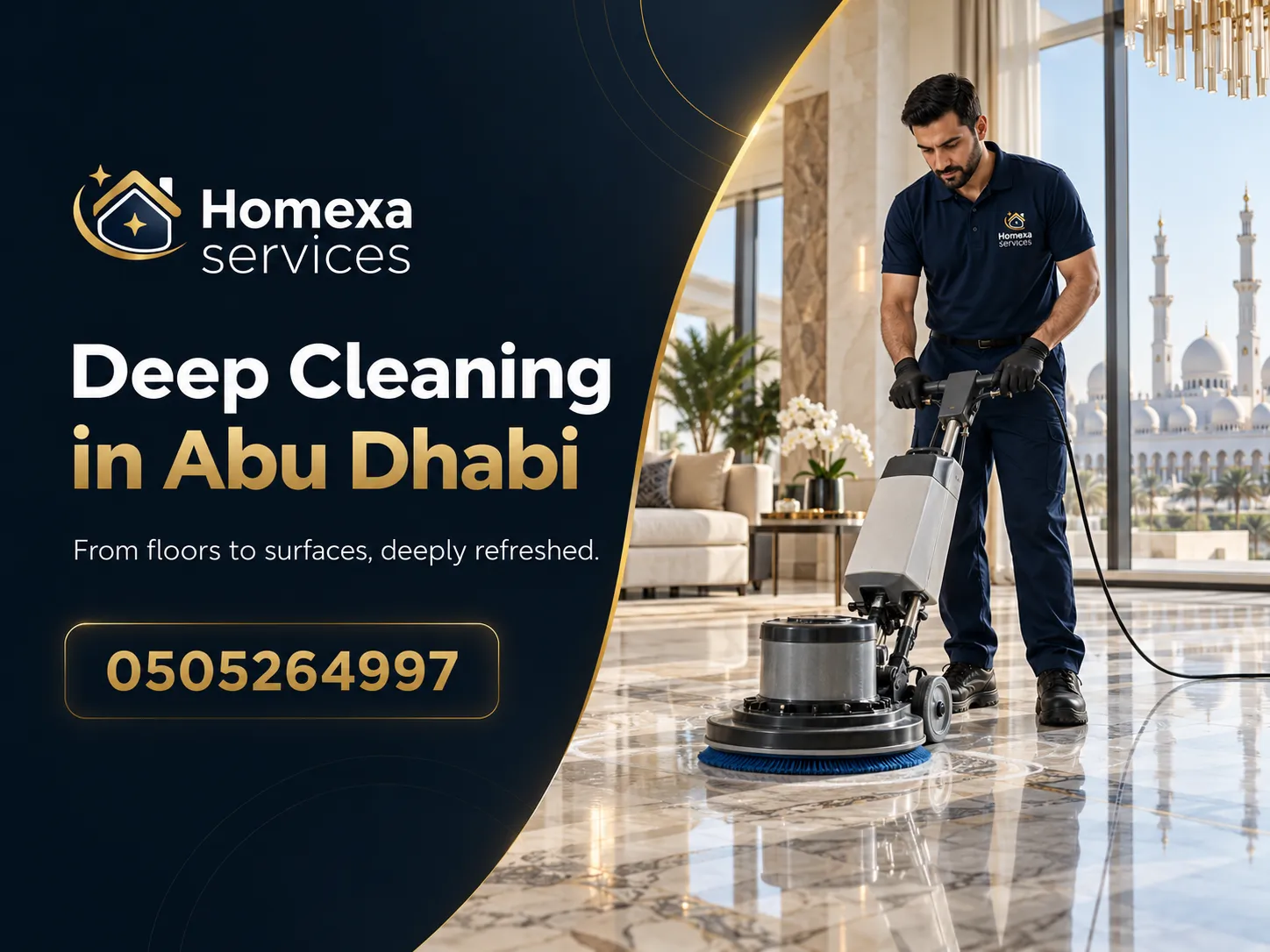 Floor cleaning during Deep Cleaning in Abu Dhabi
