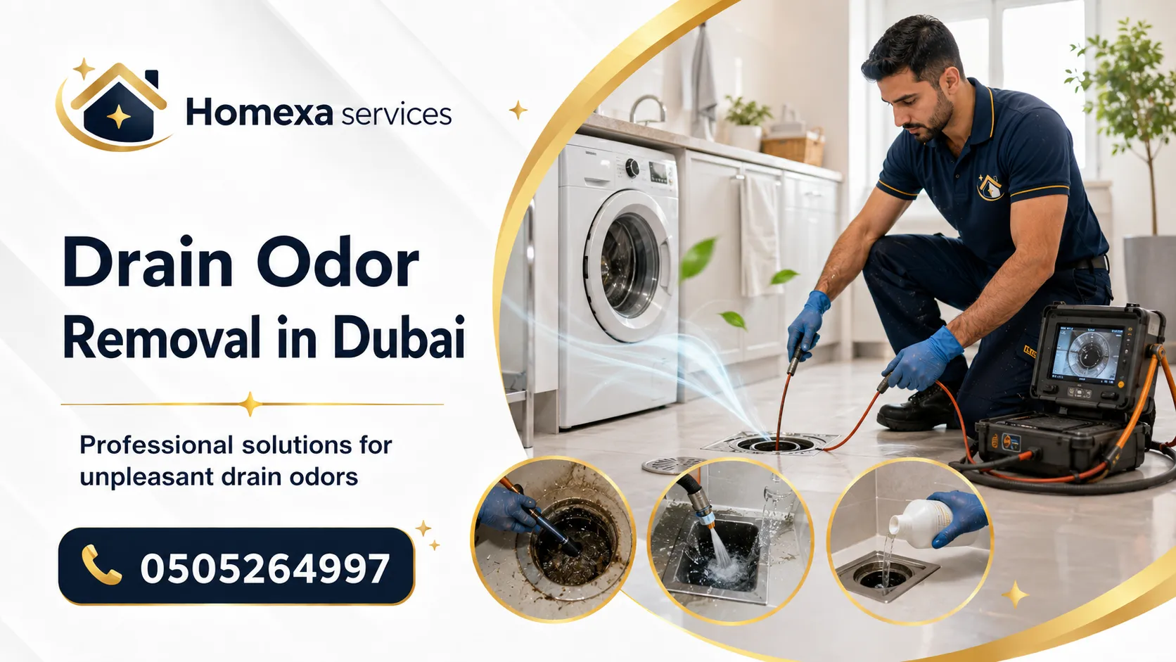 Drain odor removal from bathrooms and kitchens in Dubai