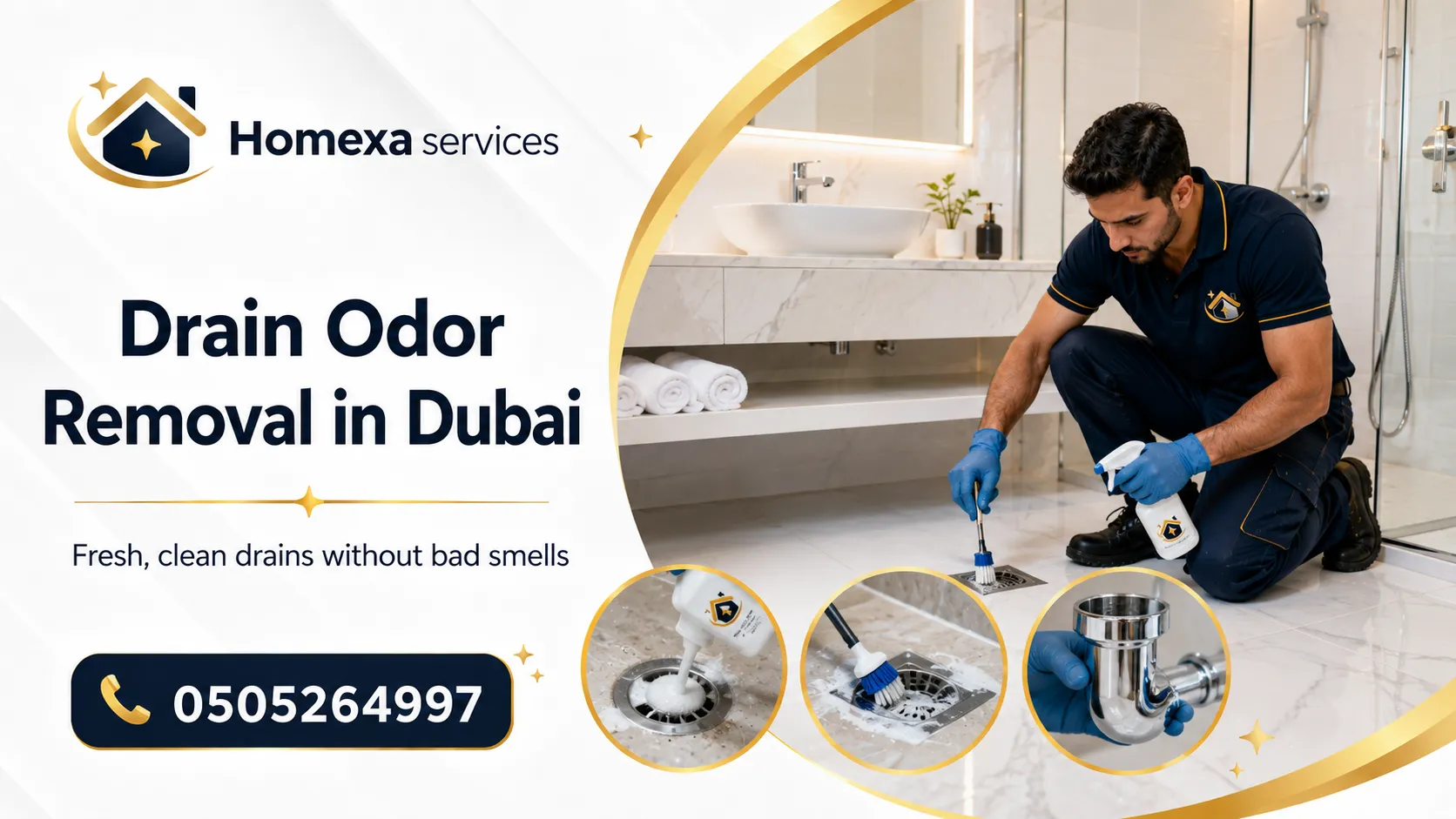 Drain Odor Removal in Dubai for villas apartments homes restaurants offices and shops