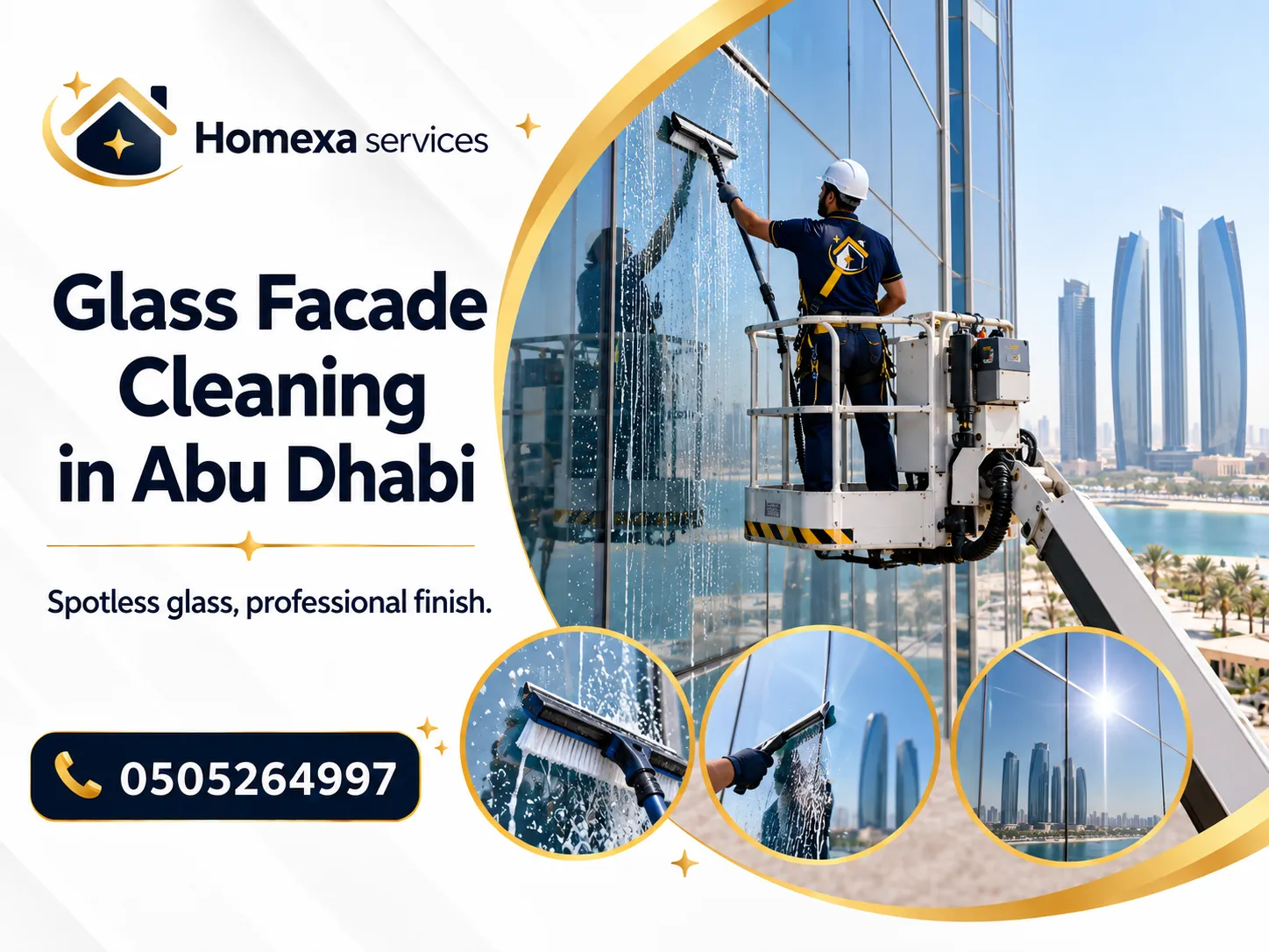 Glass Facade Cleaning in Abu Dhabi for buildings and commercial facades