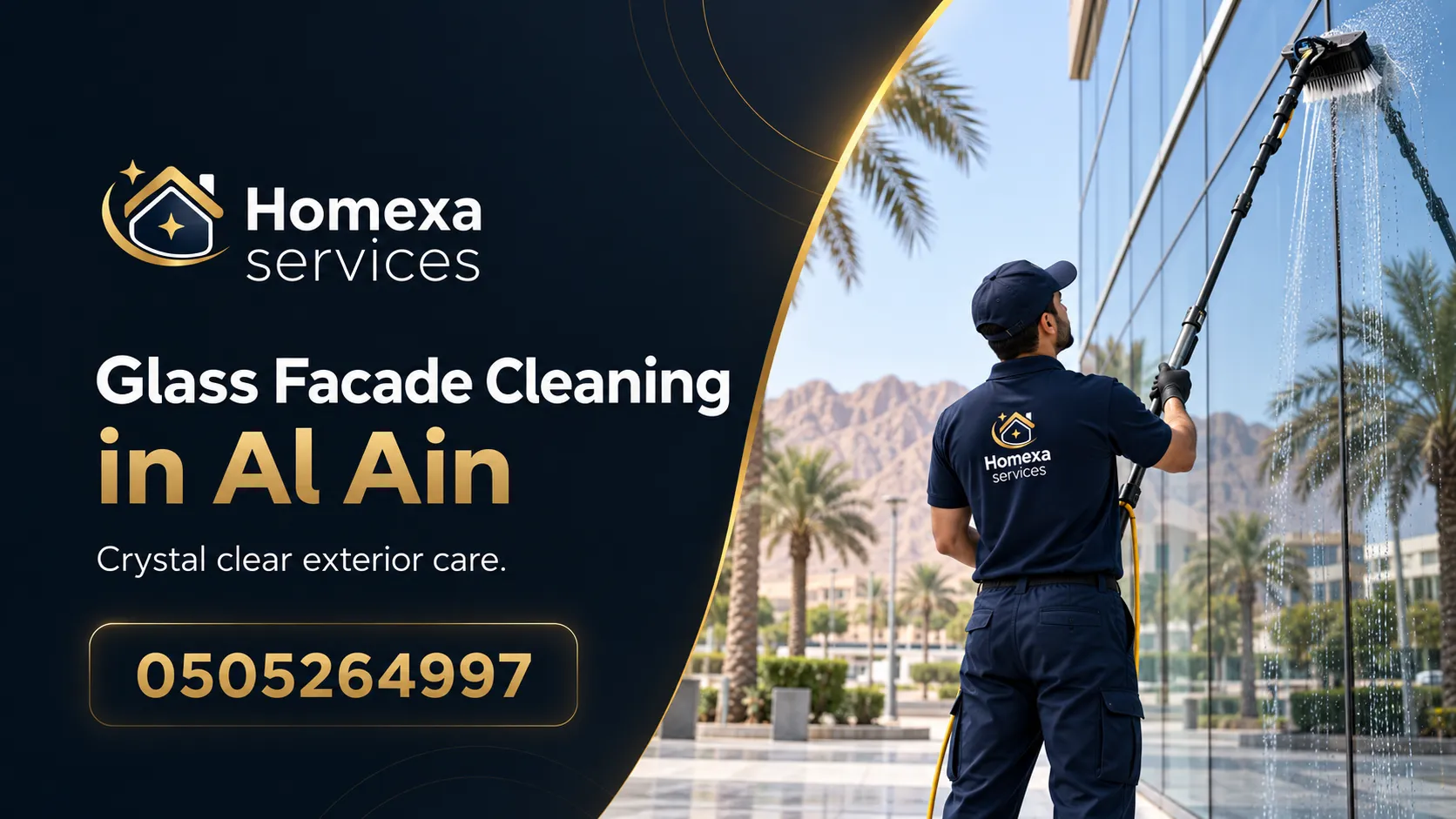 Glass Facade Cleaning in Al Ain for exterior glass panels