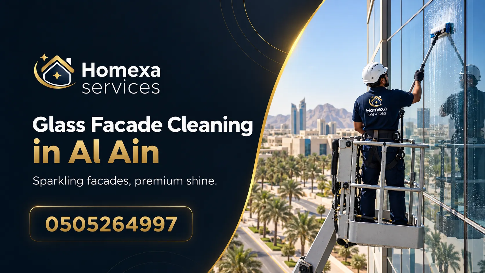 Glass Facade Cleaning in Al Ain with final exterior glass inspection
