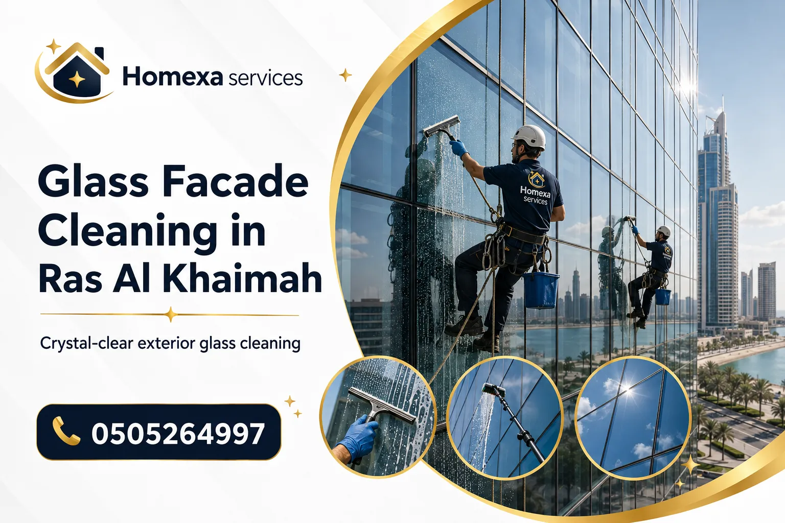 Glass Facade Cleaning in Ras Al Khaimah by Home Xa Services