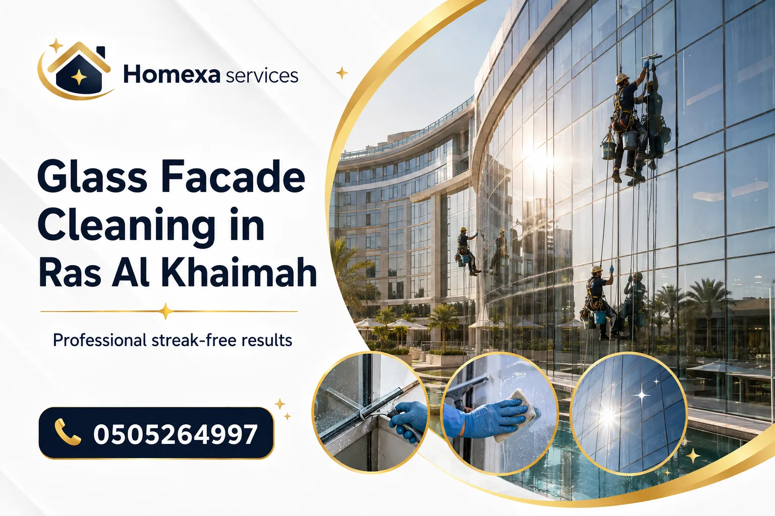 Glass Facade Cleaning Service in Ras Al Khaimah by Home Xa Services