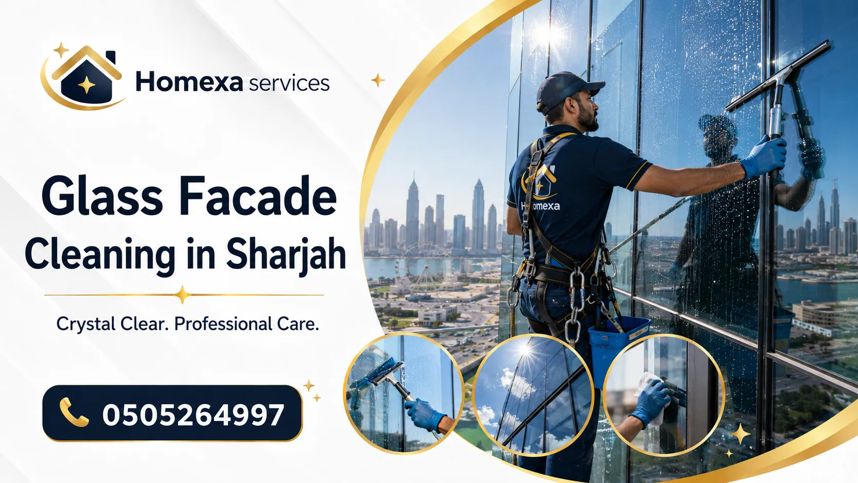 Glass Facade Cleaning in Sharjah by Home Xa Services